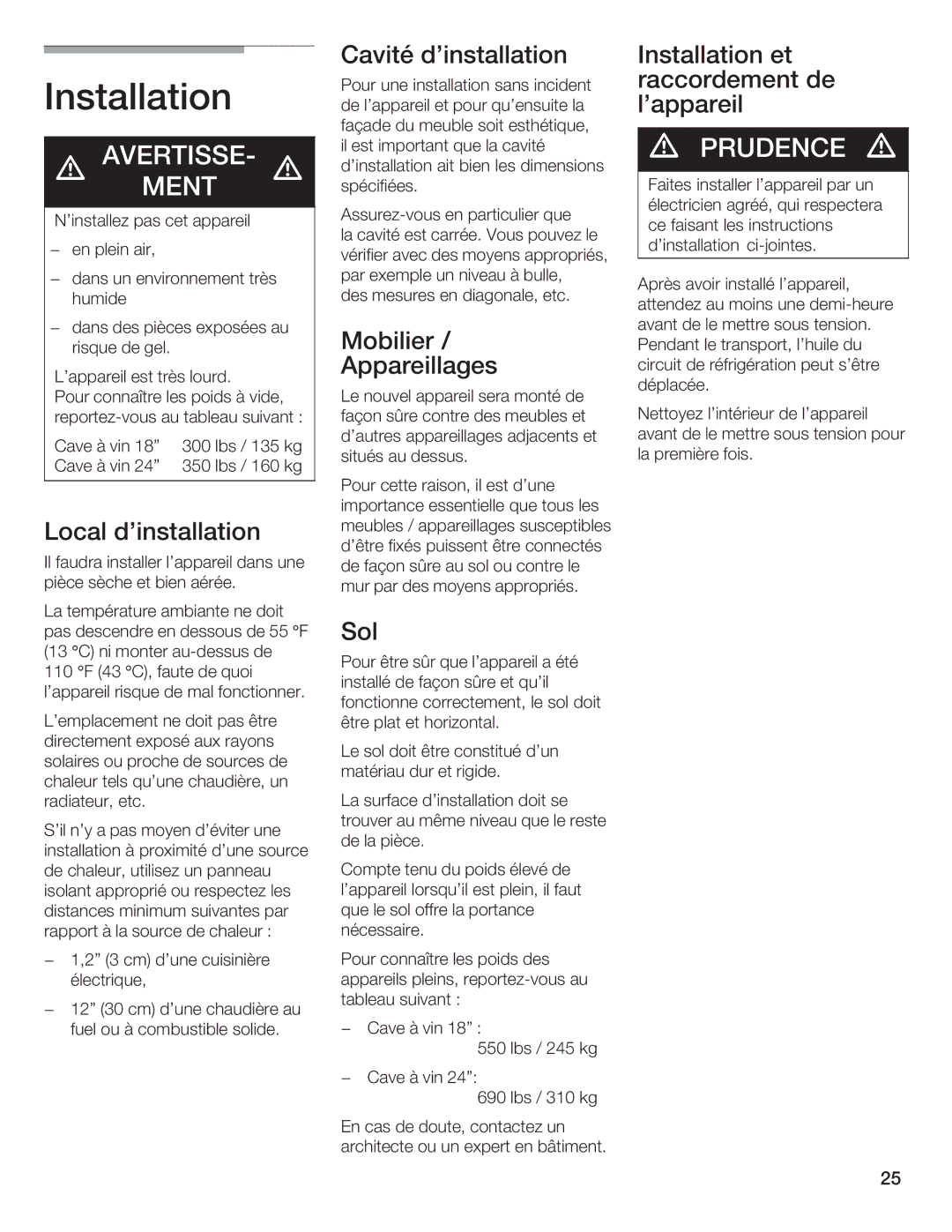 Bosch Appliances B24IW, B18IW manual 