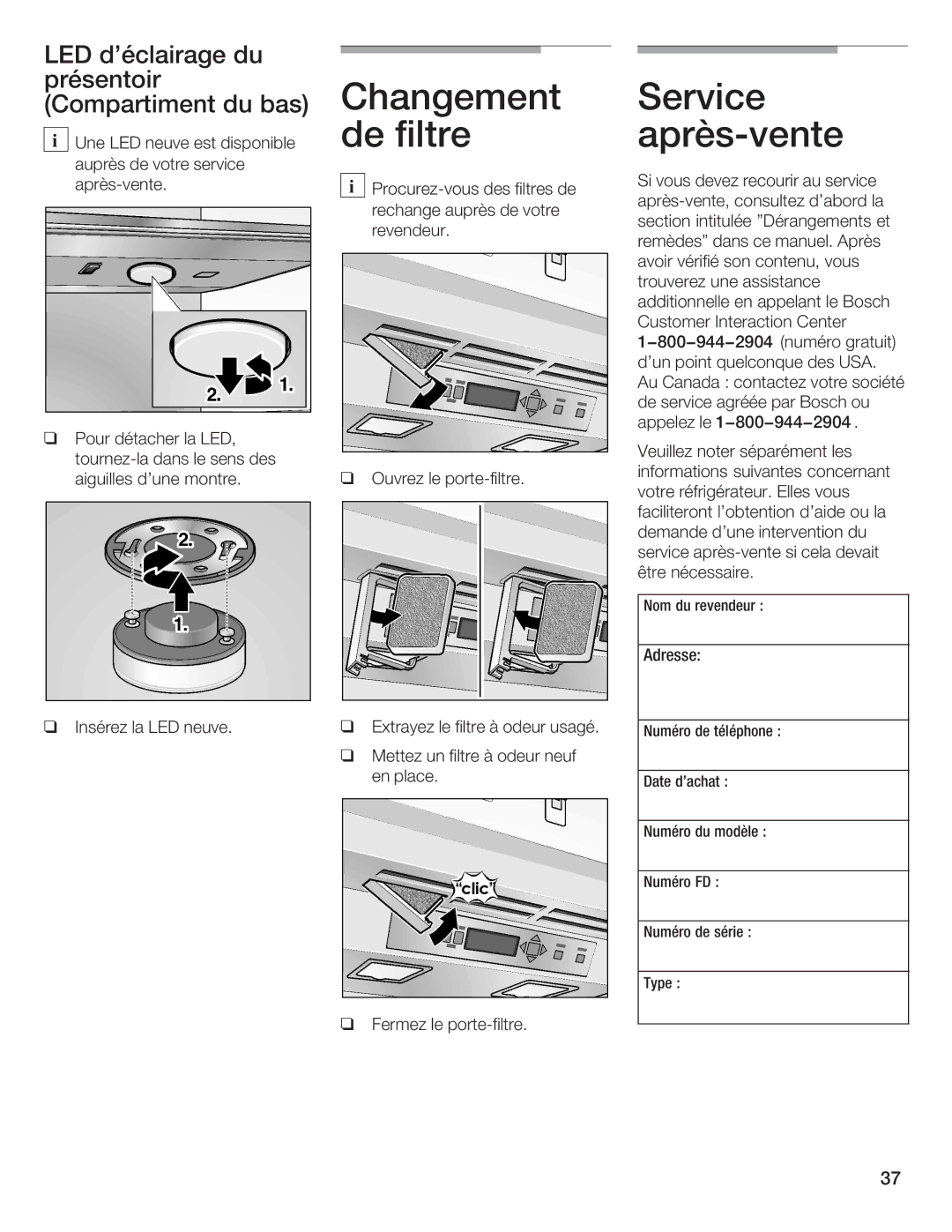 Bosch Appliances B24IW, B18IW manual Adresse 