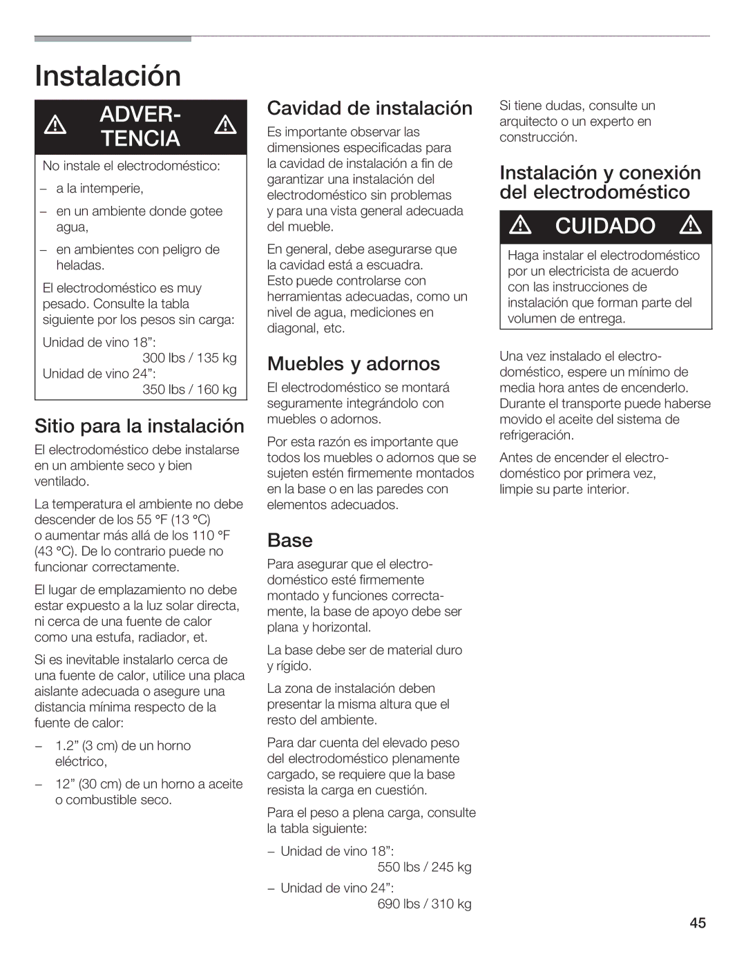 Bosch Appliances B24IW, B18IW manual 