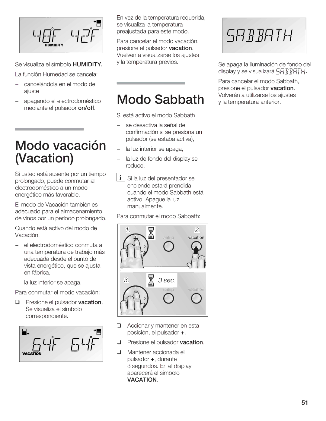 Bosch Appliances B24IW, B18IW manual Modo Sabbath 