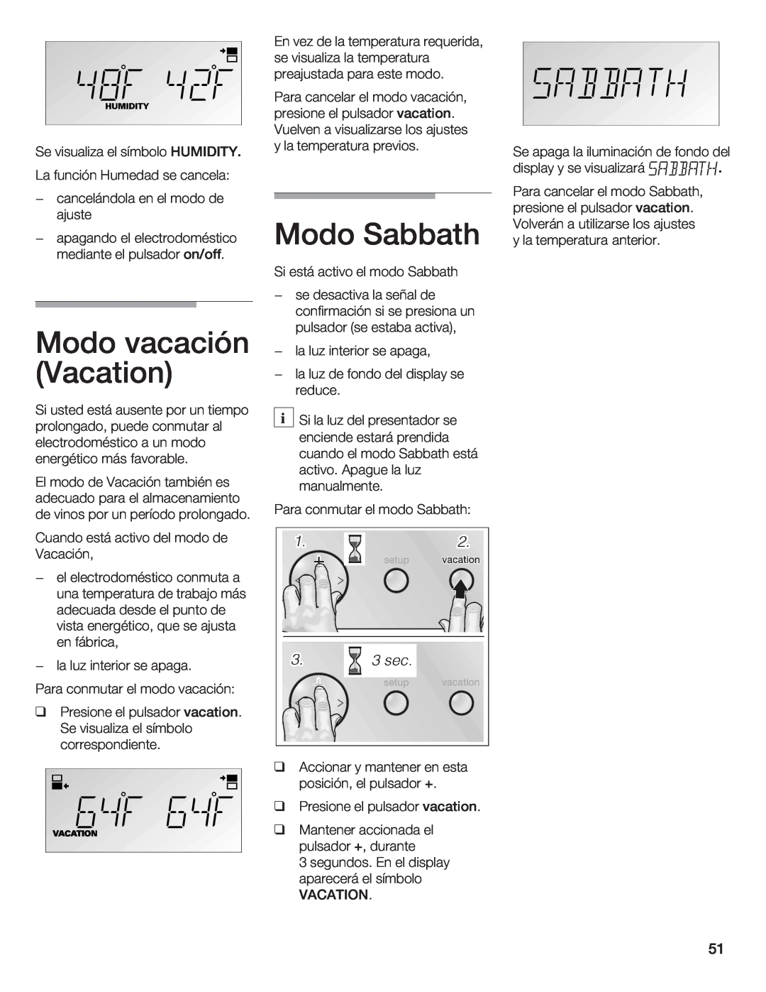 Bosch Appliances B24IW, B18IW manual Modo Sabbath 