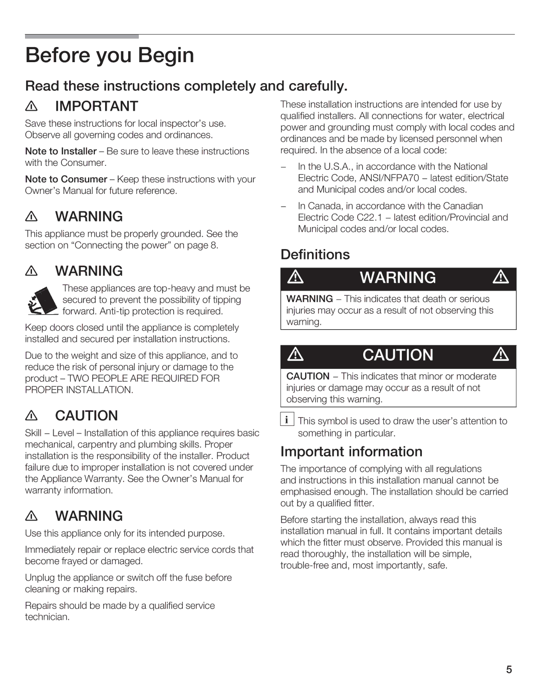 Bosch Appliances B24IW50NSP manual 