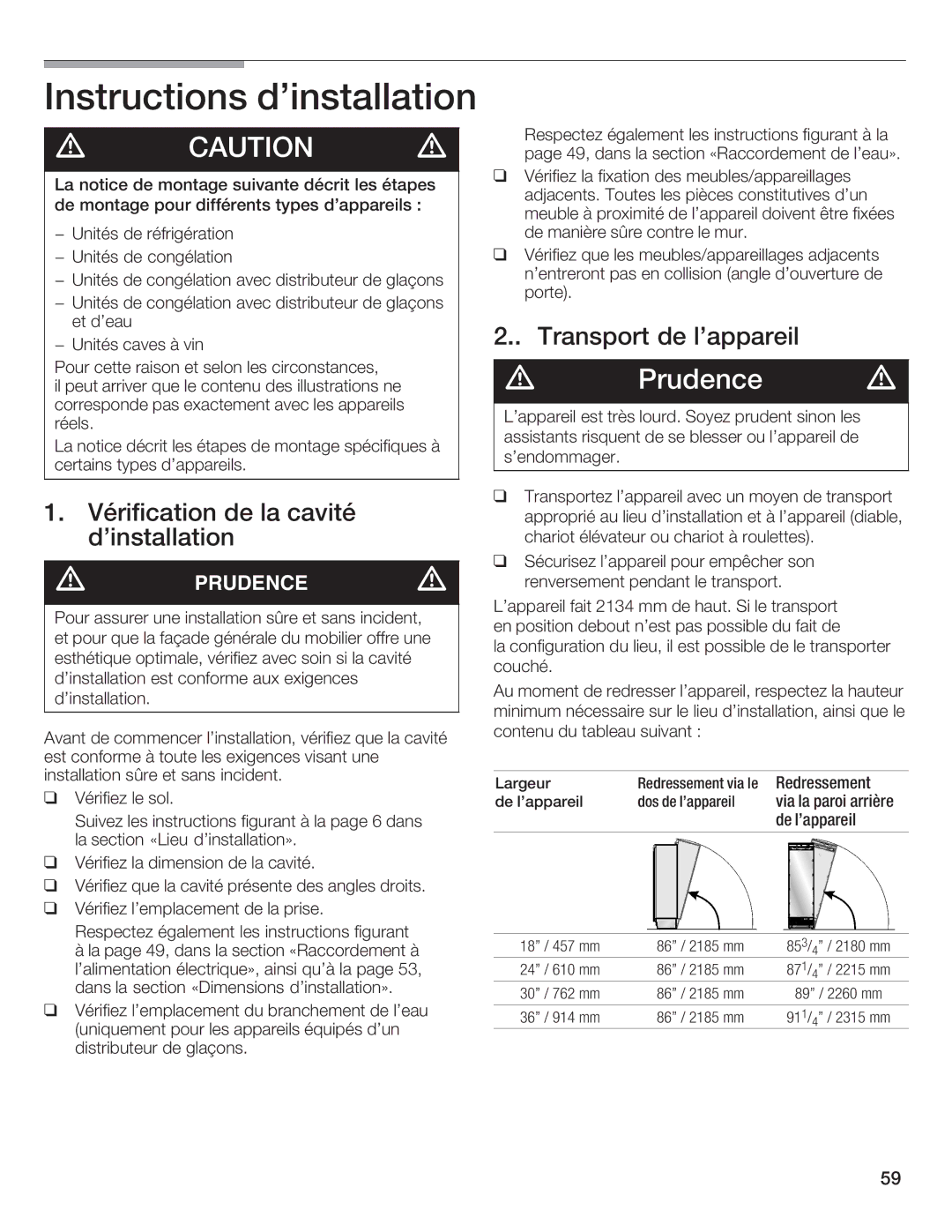 Bosch Appliances B24IW50NSP manual PRUDENCEd 