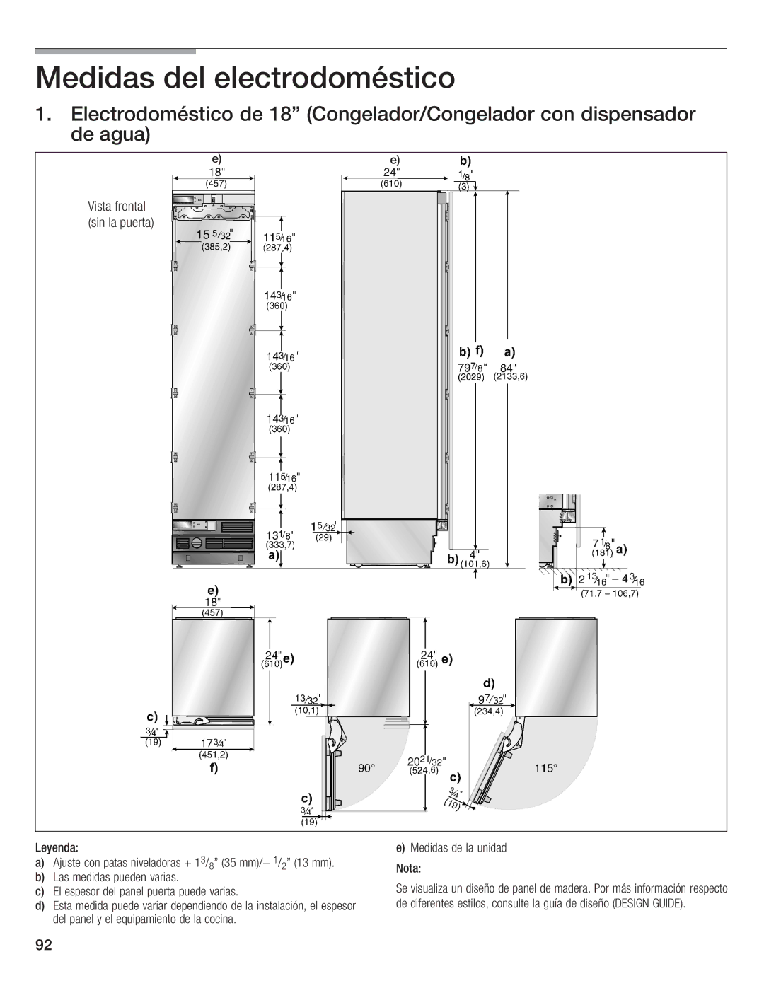 Bosch Appliances B24IW50NSP manual Nota 