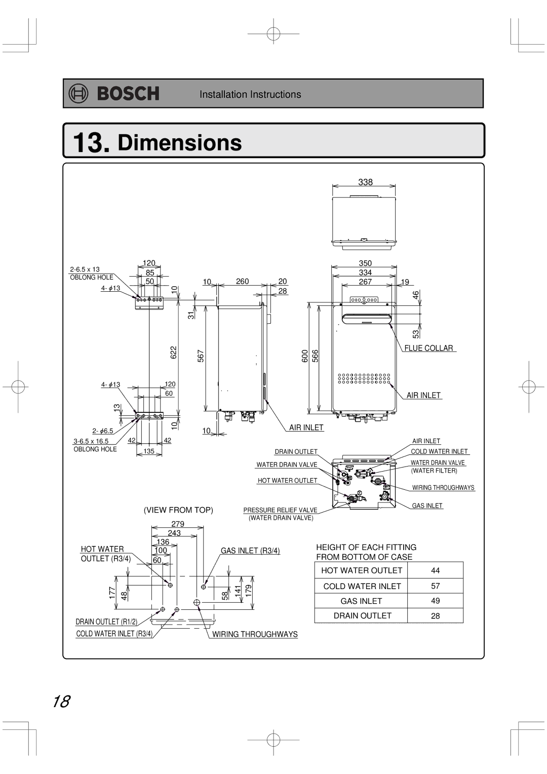 Bosch Appliances BC2600RA installation manual Dimensions, 338 