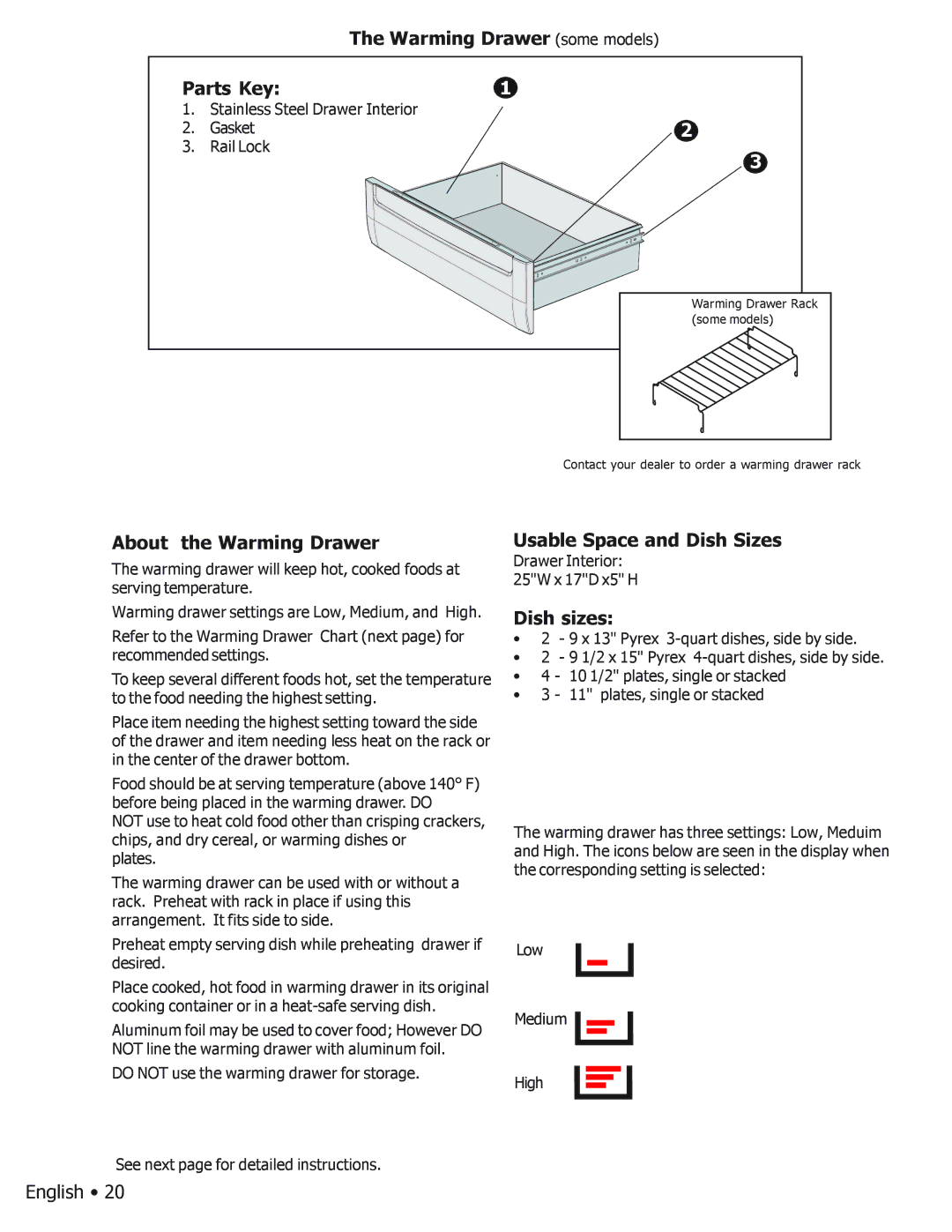 Bosch Appliances BOSCH GAS FREE-STANDING CONVECTION RANGE Warming Drawer some models Parts Key, About the Warming Drawer 