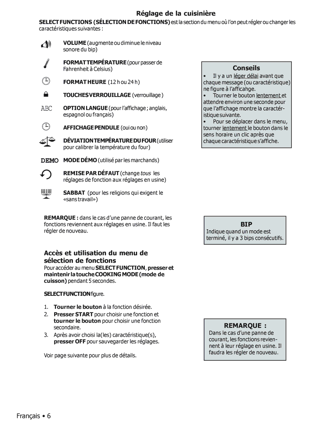 Bosch Appliances BOSCH GAS FREE-STANDING CONVECTION RANGE manual Conseils, Bip, Remarque 