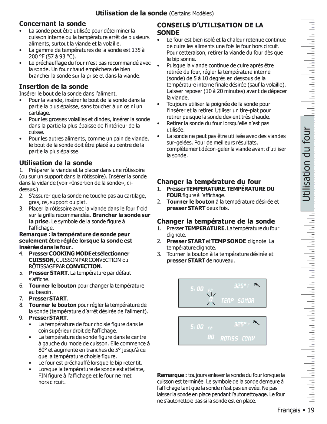 Bosch Appliances BOSCH GAS FREE-STANDING CONVECTION RANGE manual Utilisation de la sonde Certains Modèles 