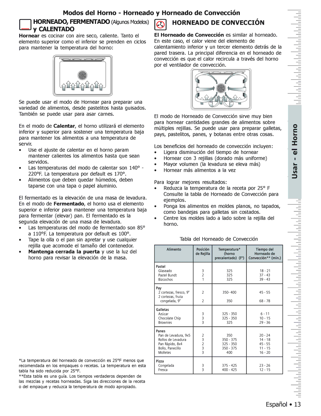 Bosch Appliances BOSCH GAS FREE-STANDING CONVECTION RANGE manual Usar el Horno, Horneado DE Convección 