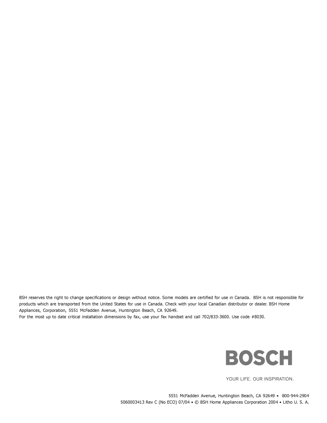 Bosch Appliances BOSCH GAS FREE-STANDING CONVECTION RANGE manual 