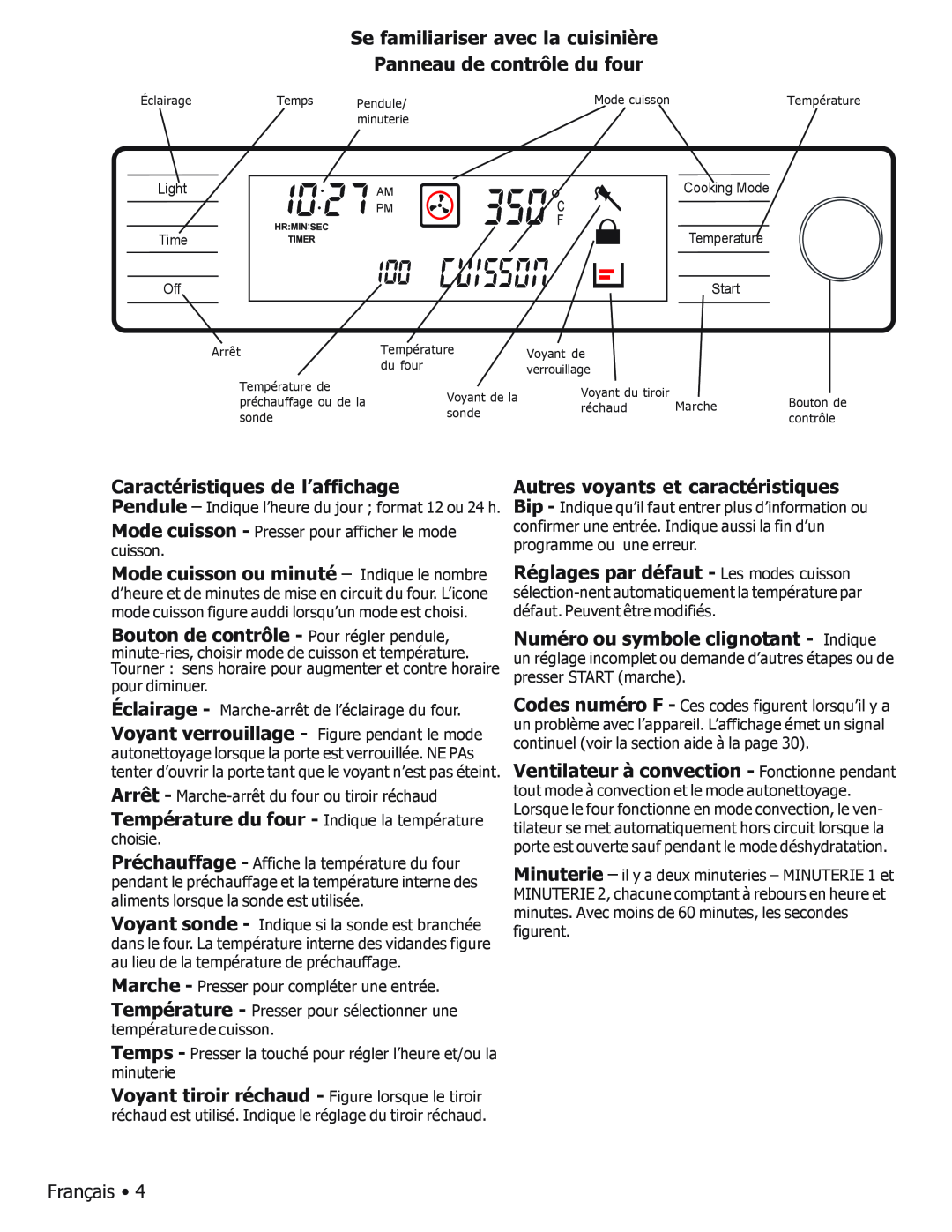 Bosch Appliances BOSCH GAS FREE-STANDING CONVECTION RANGE manual Bake, Caractéristiques de l’affichage 