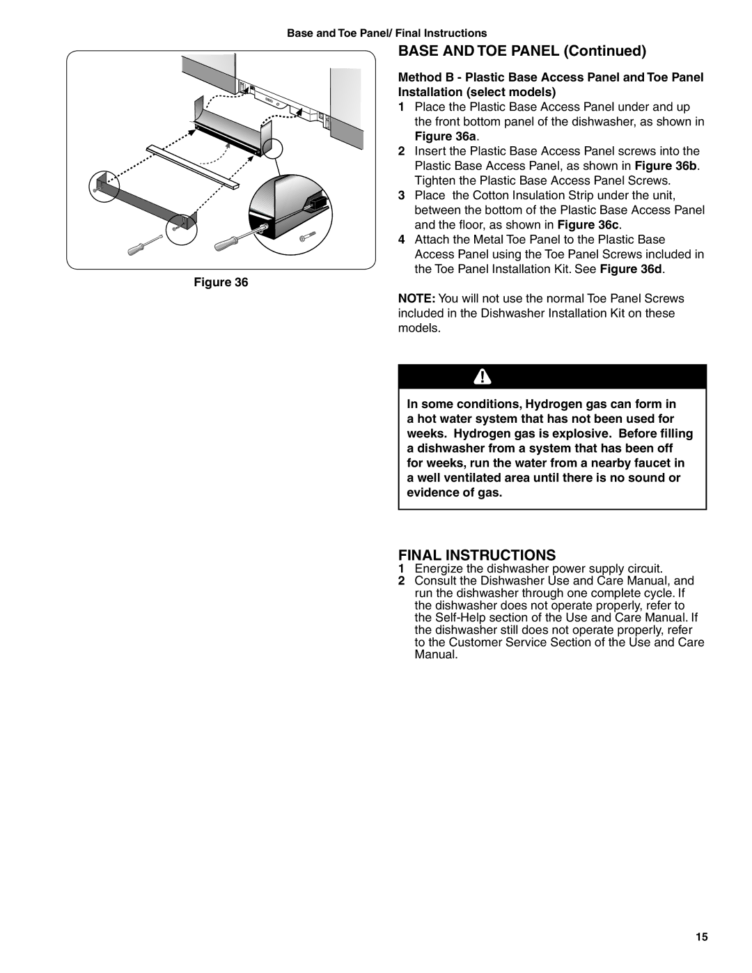 Bosch Appliances BSH Dishwasher important safety instructions Base and TOE Panel, Final Instructions 