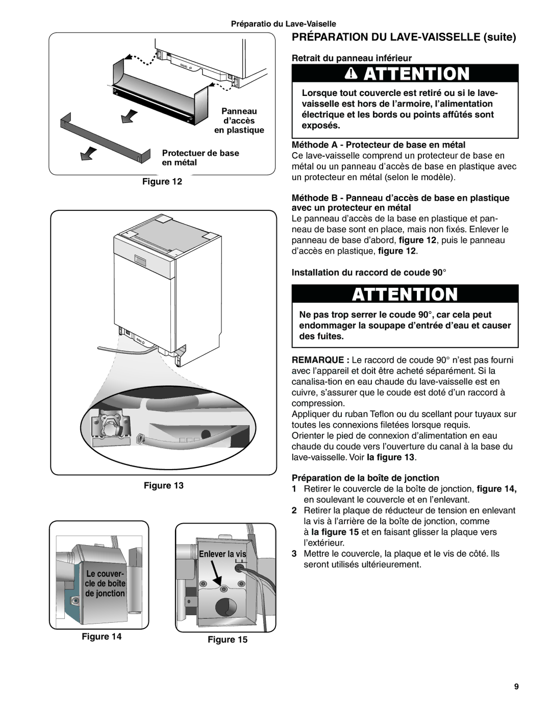 Bosch Appliances BSH Dishwasher Préparation DU LAVE-VAISSELLE suite, Préparation de la boîte de jonction 