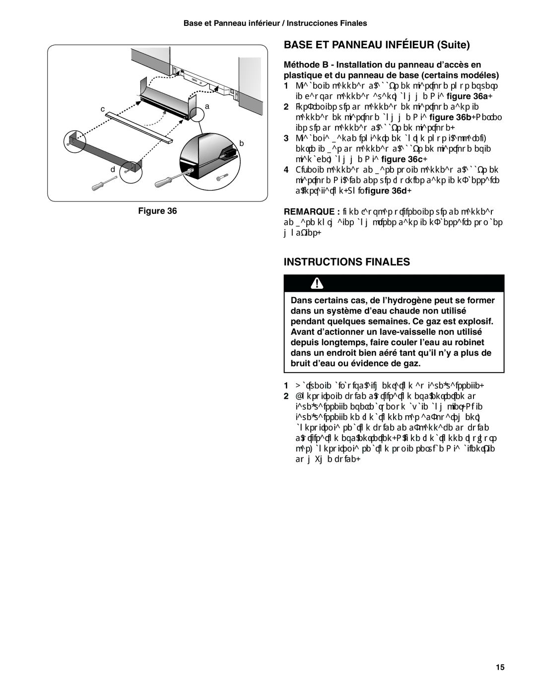 Bosch Appliances BSH Dishwasher important safety instructions Base ET Panneau Inféieur Suite, Instructions Finales 