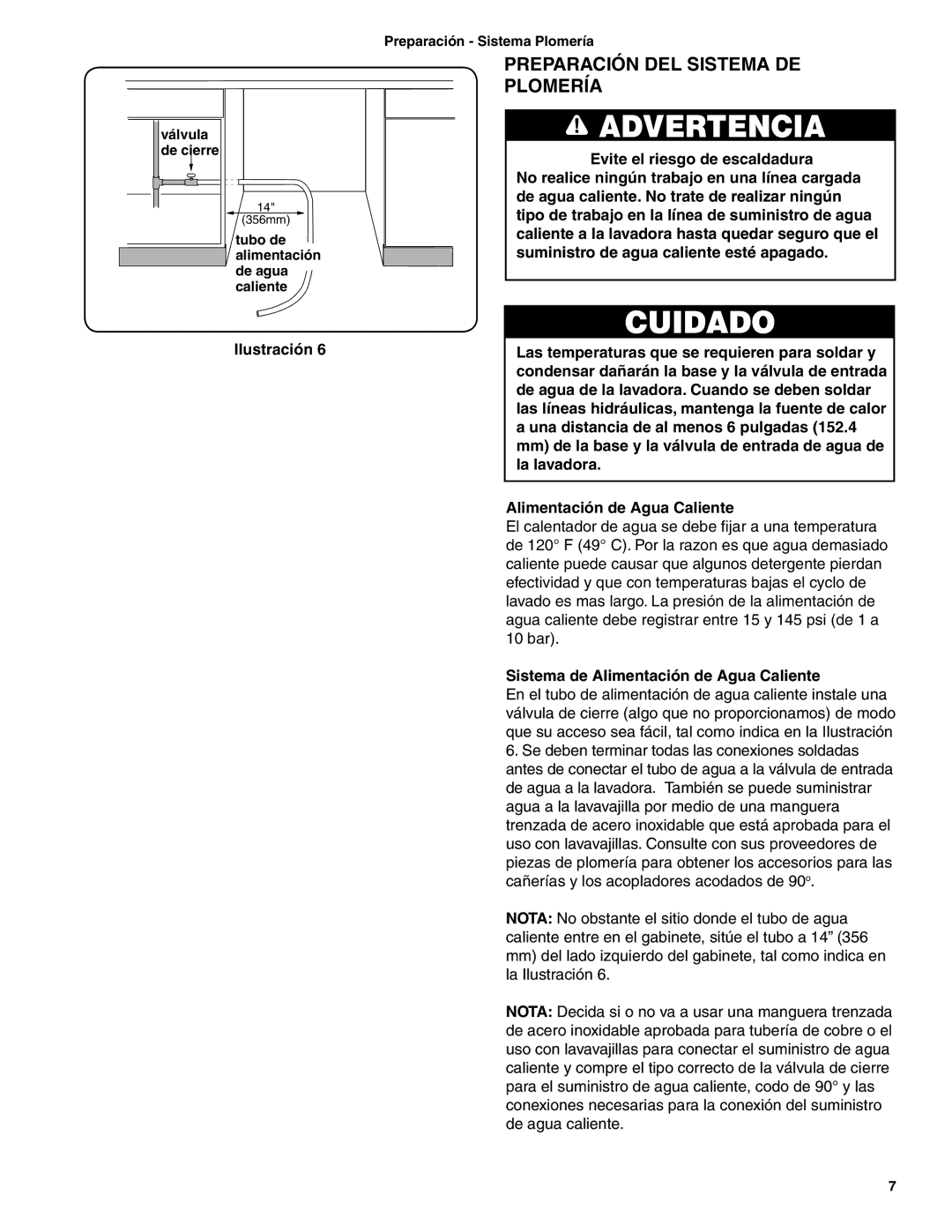 Bosch Appliances BSH Dishwasher Preparación DEL Sistema DE Plomería, Sistema de Alimentación de Agua Caliente 