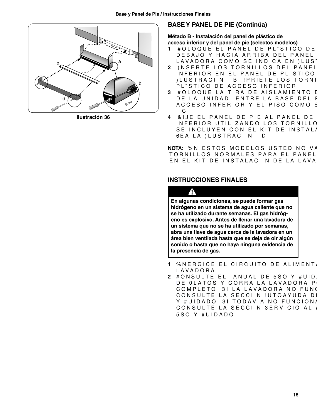 Bosch Appliances BSH Dishwasher important safety instructions Base Y Panel DE PIE Continúa, Instrucciones Finales 