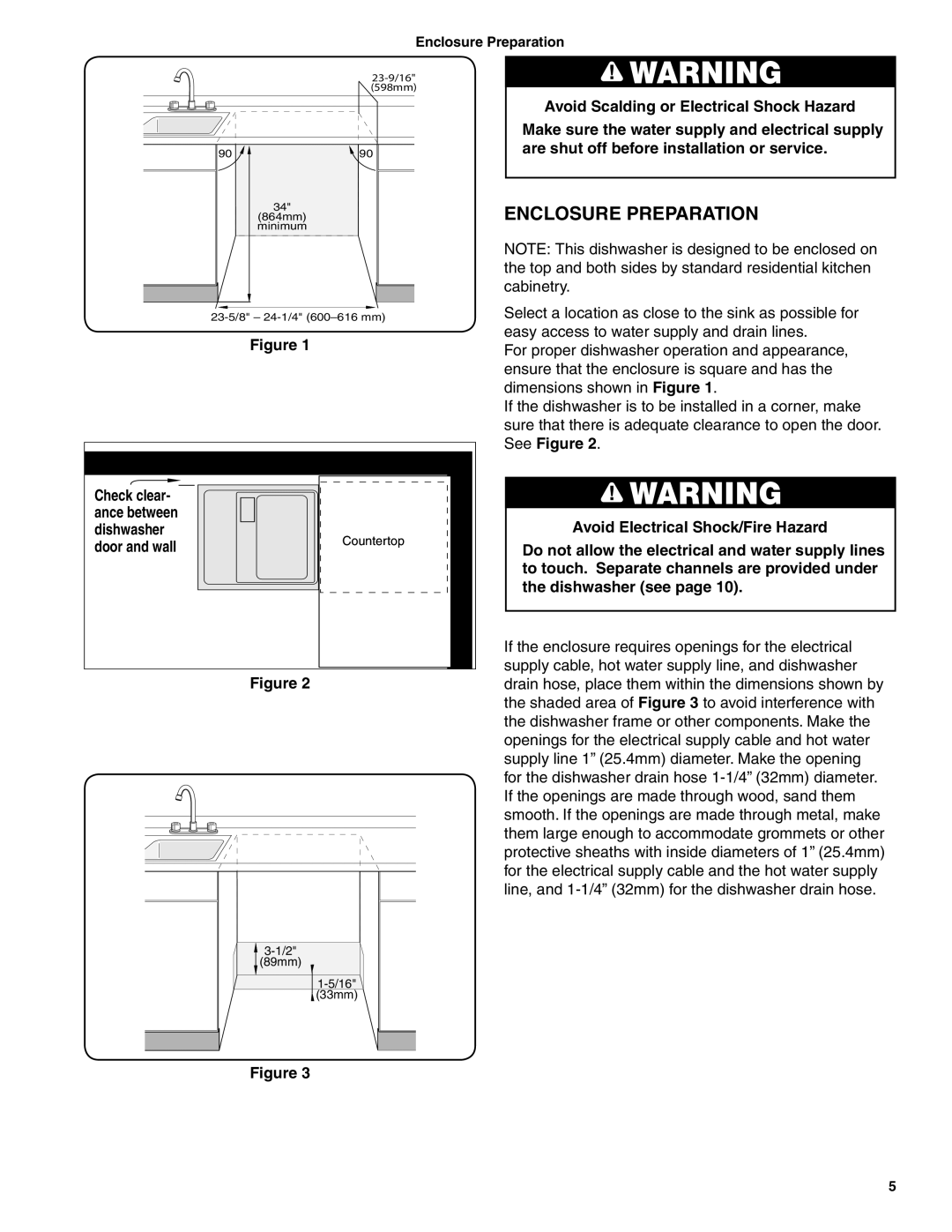 Bosch Appliances BSH Dishwasher Enclosure Preparation, Check clear Ance between Dishwasher, Door and wall 