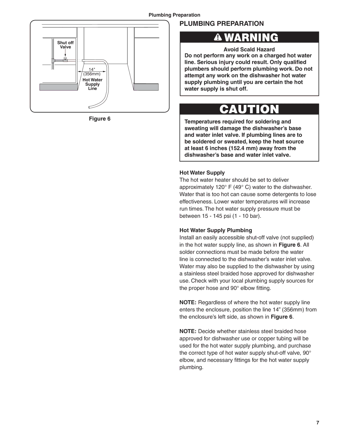 Bosch Appliances BSH Dishwasher important safety instructions Plumbing Preparation, Hot Water Supply Plumbing 