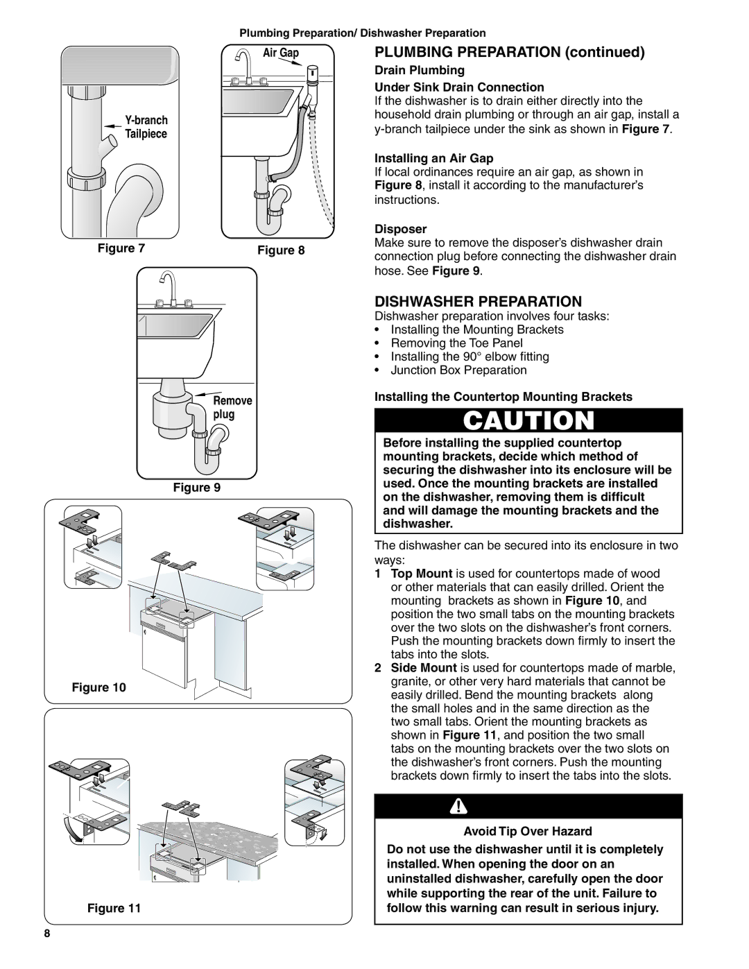 Bosch Appliances BSH Dishwasher important safety instructions Plumbing Preparation, Dishwasher Preparation 