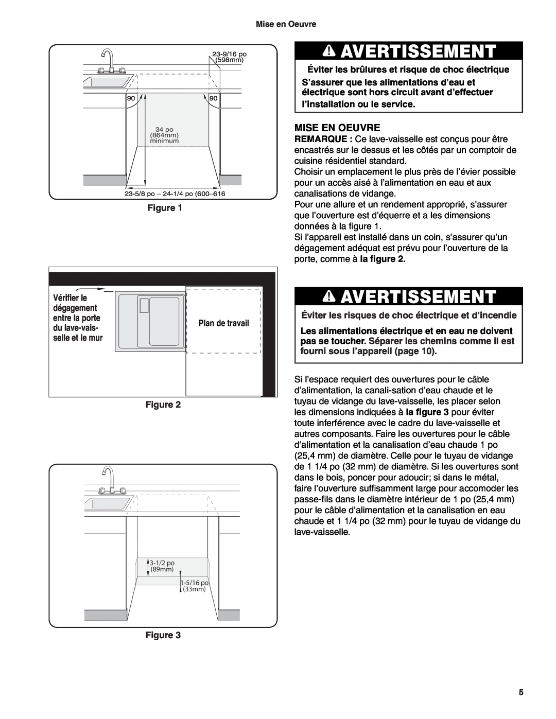 Bosch Appliances BSH Dishwasher important safety instructions Avertissement, Mise En Oeuvre 