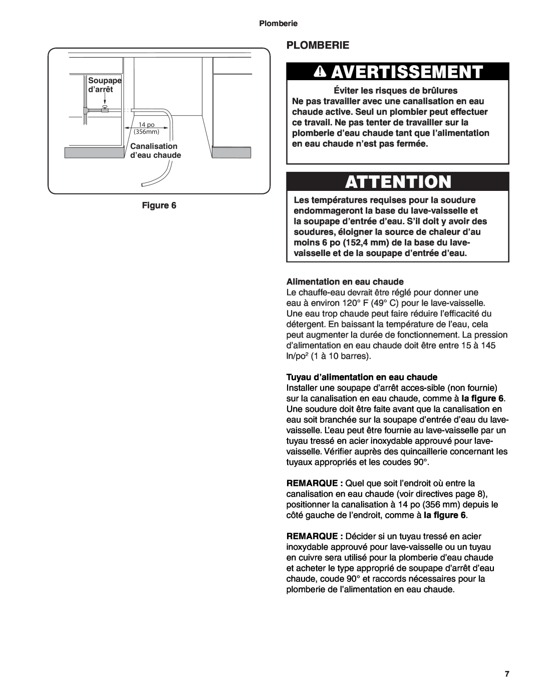 Bosch Appliances BSH Dishwasher important safety instructions Plomberie, Avertissement 