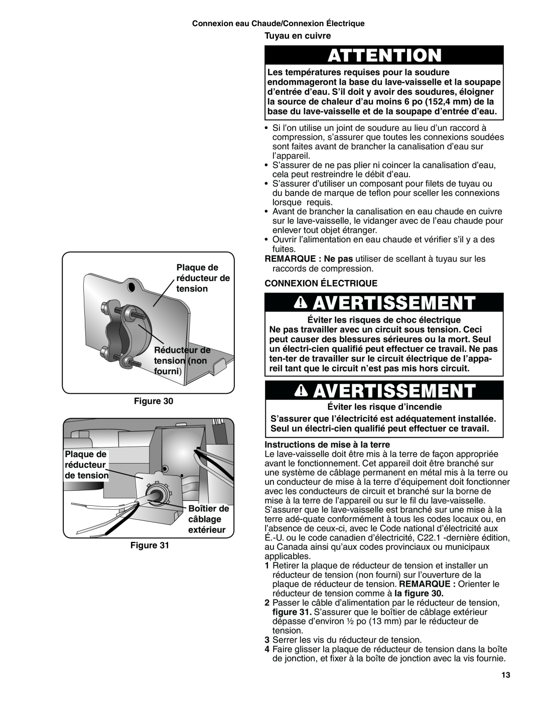 Bosch Appliances BSH Dishwasher important safety instructions Avertissement 