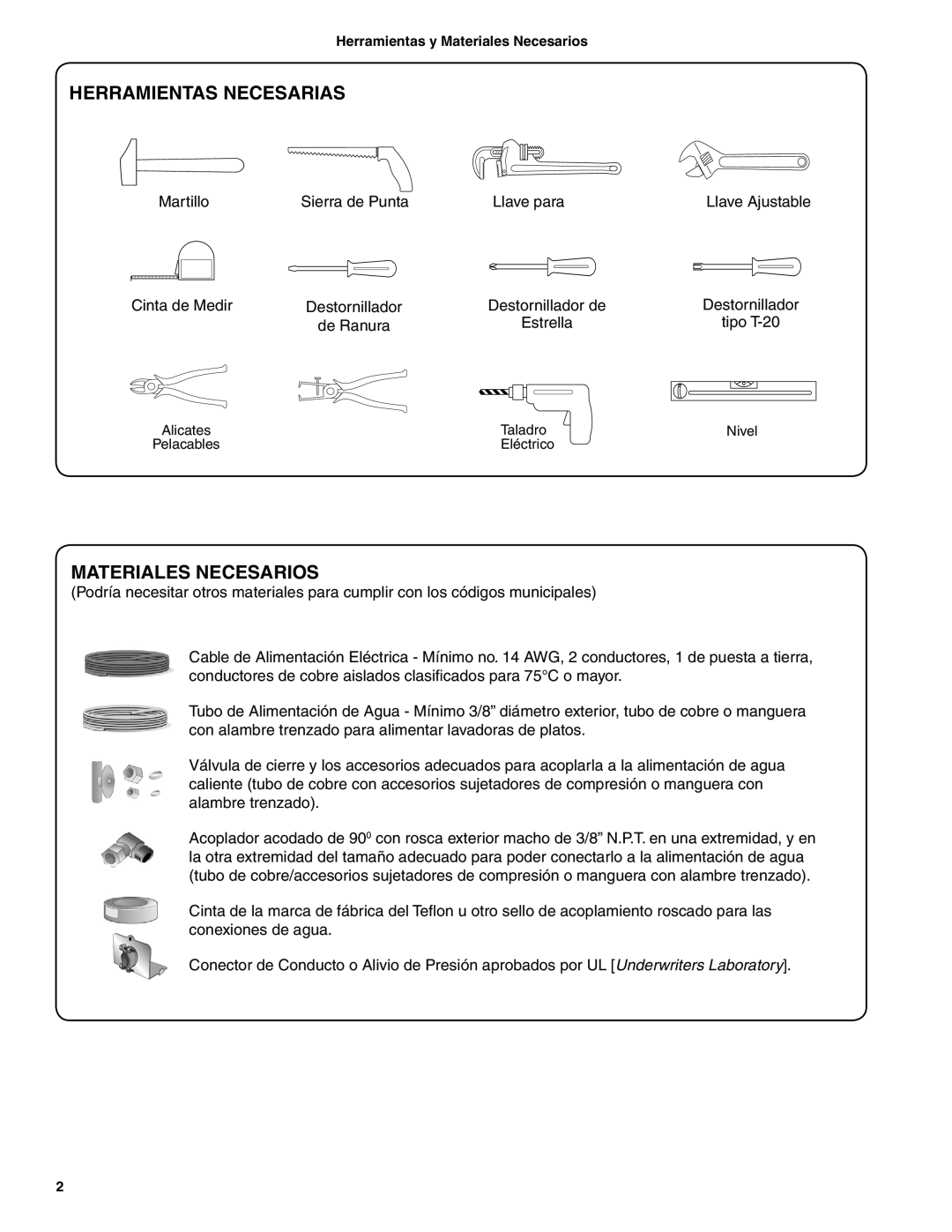 Bosch Appliances BSH Dishwasher important safety instructions Herramientas Necesarias, Materiales Necesarios 