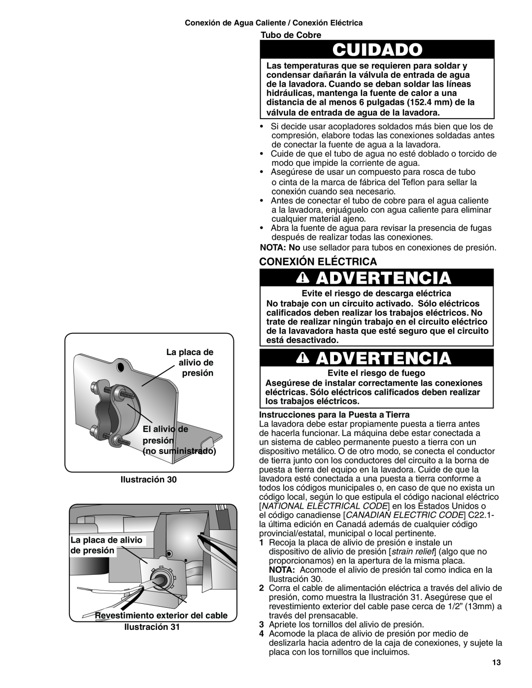 Bosch Appliances BSH Dishwasher important safety instructions Conexión Eléctrica, Advertencia 