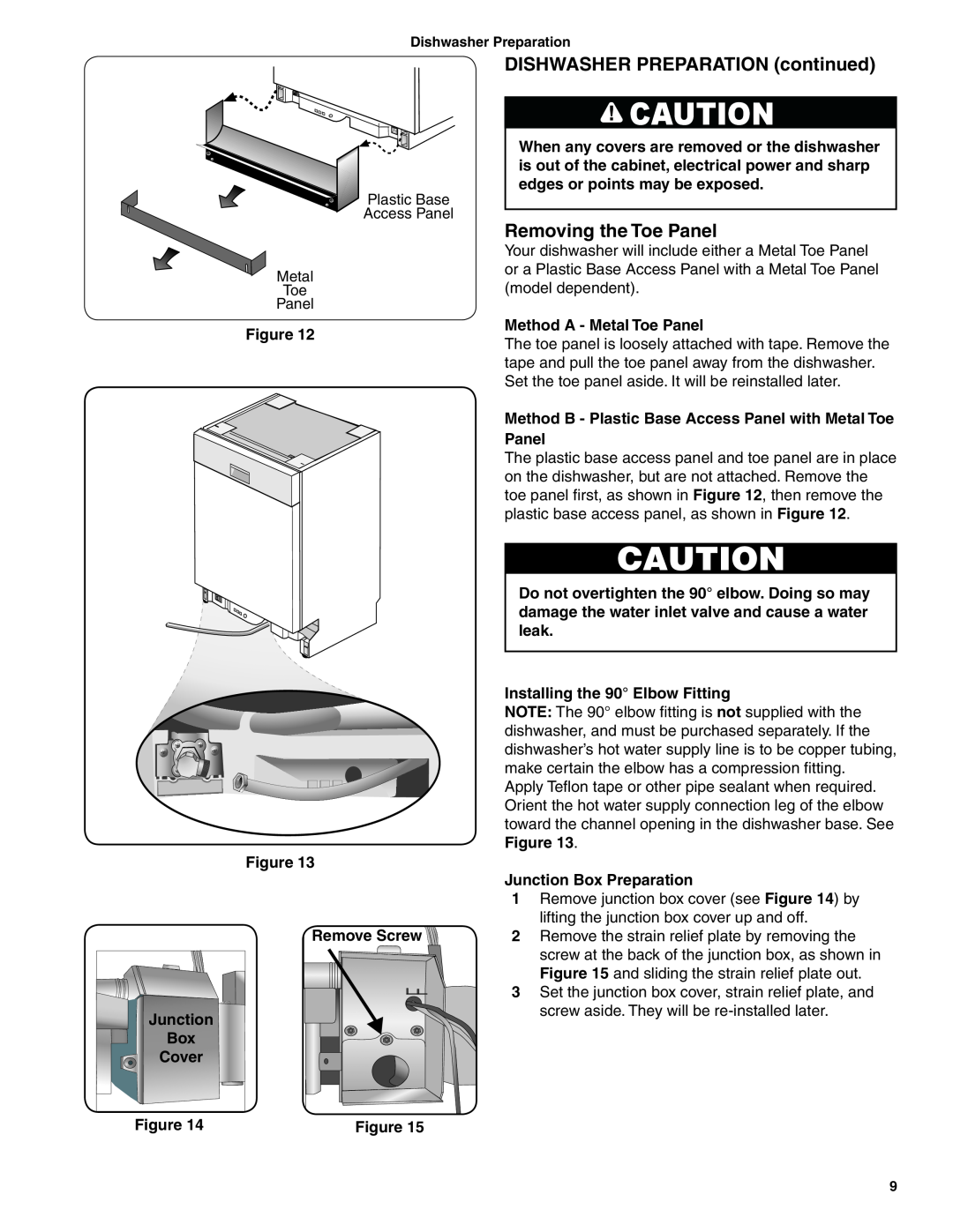 Bosch Appliances BSH Dishwasher important safety instructions DISHWASHER PREPARATION continued, Removing the Toe Panel 