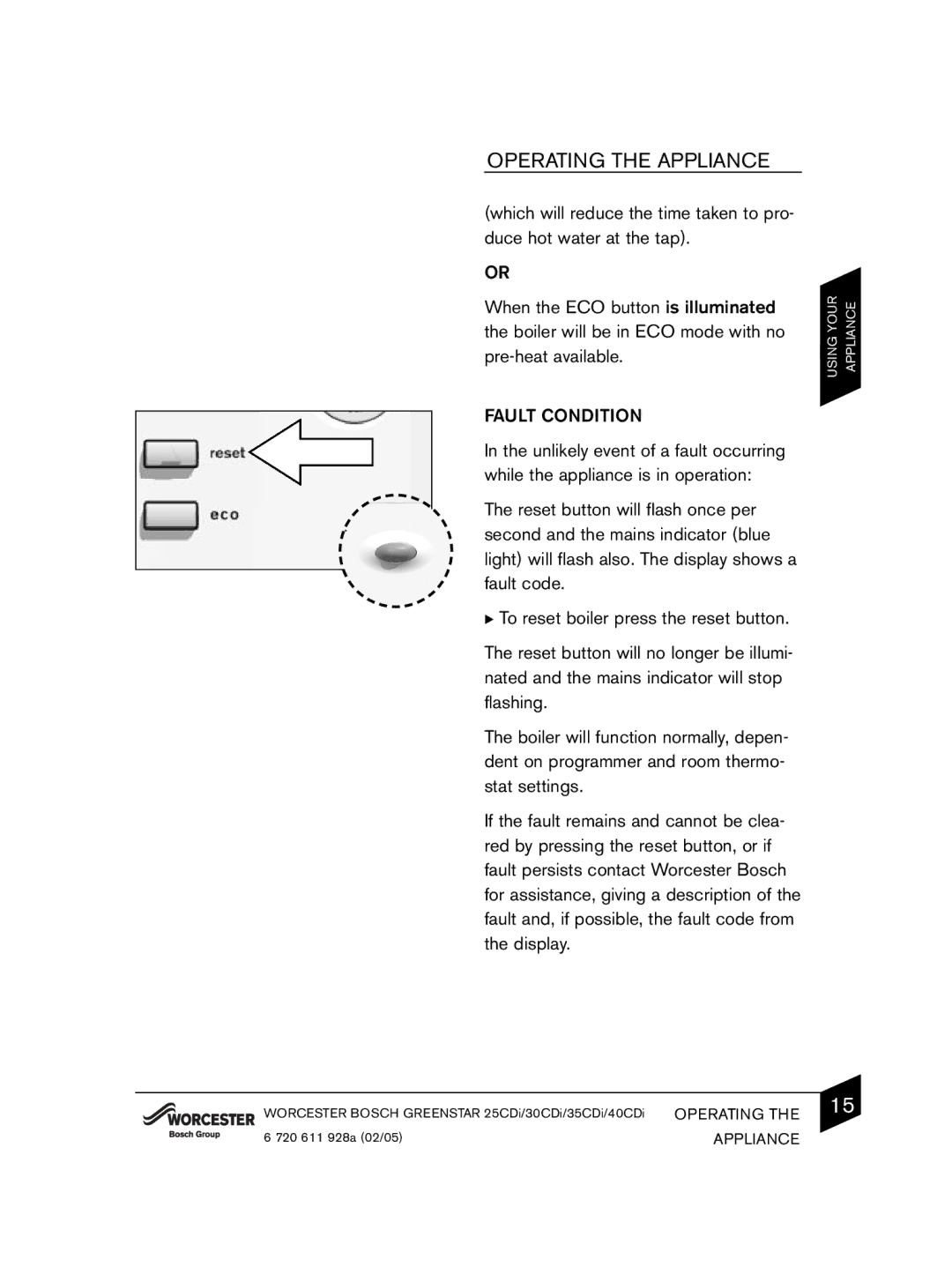 Bosch Appliances C33, C13 manual Fault Condition 