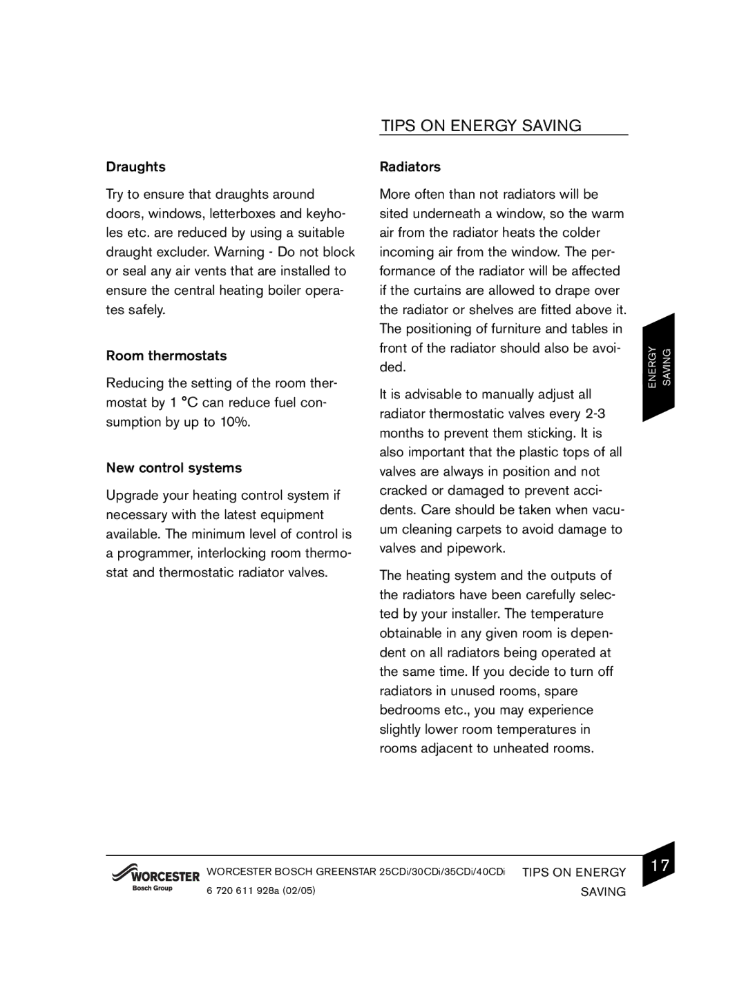 Bosch Appliances C33, C13 manual Tips on Energy 