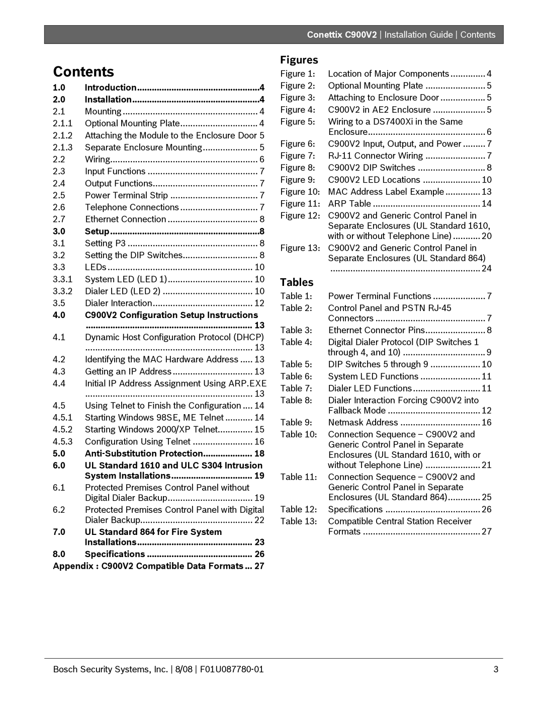 Bosch Appliances C900V2 manual Contents 