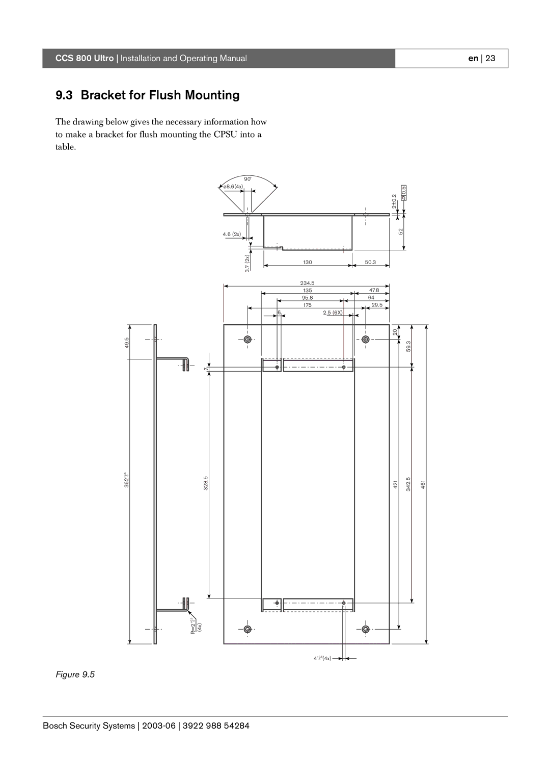 Bosch Appliances CCS 800 Ultro manual Bracket for Flush Mounting 