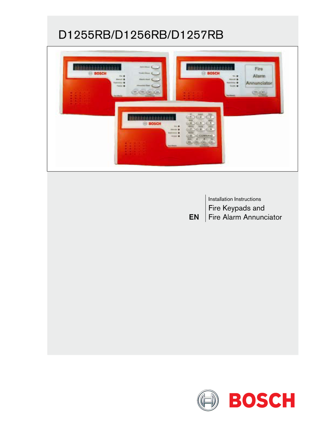 Bosch Appliances installation instructions D1255RB/D1256RB/D1257RB, Installation Instructions 