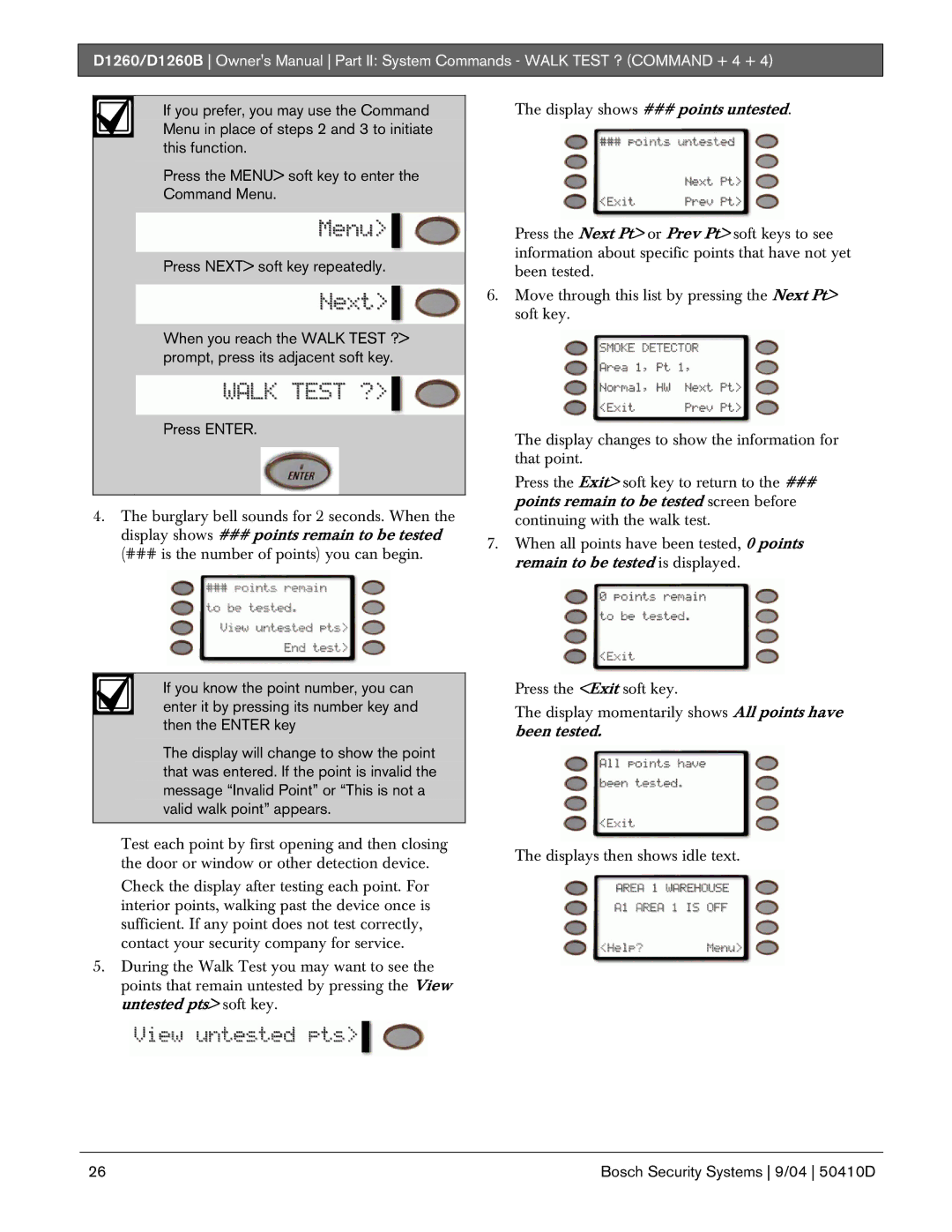 Bosch Appliances D1260B owner manual Bosch Security Systems 9/04 50410D 