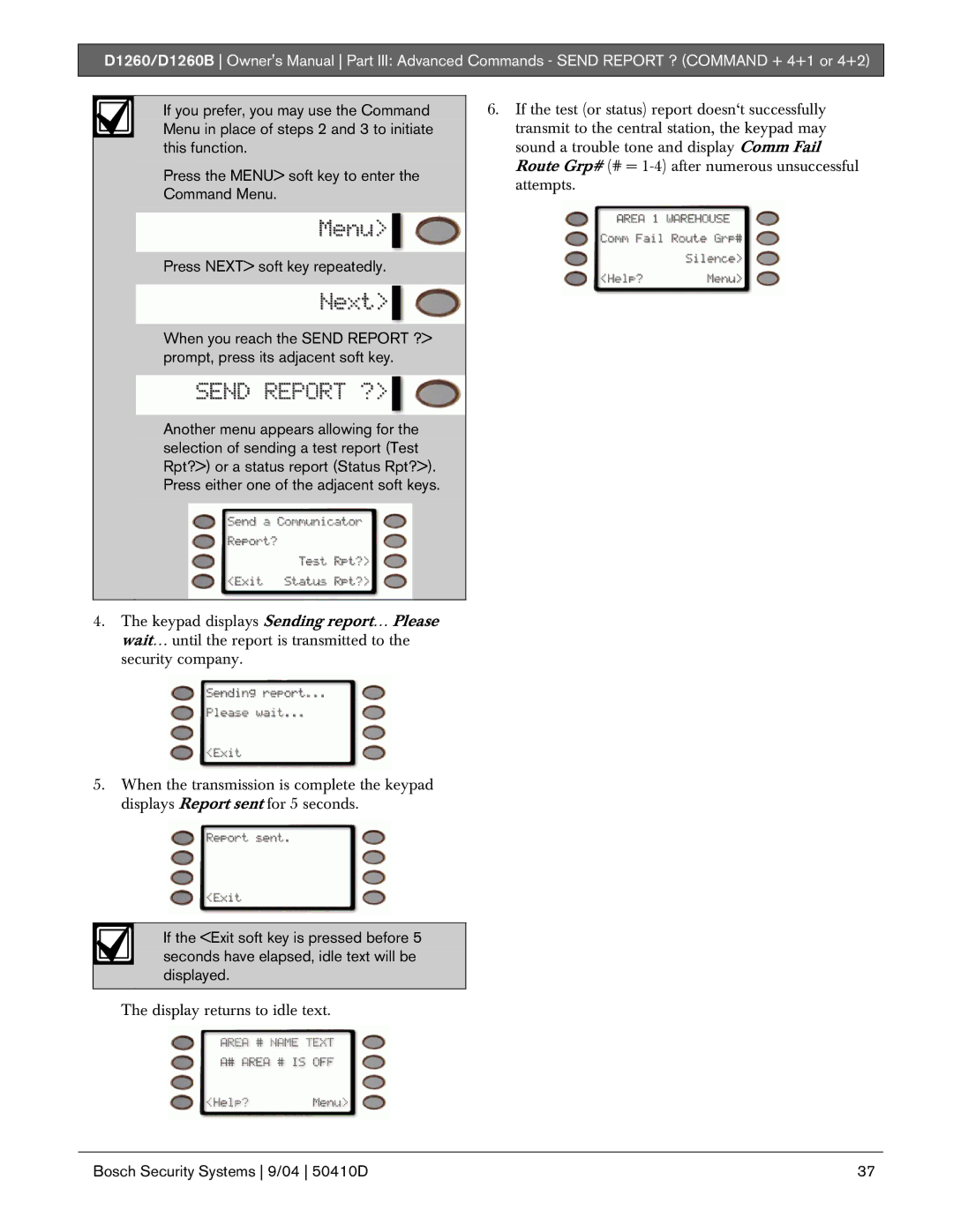 Bosch Appliances D1260B owner manual Bosch Security Systems 9/04 50410D 