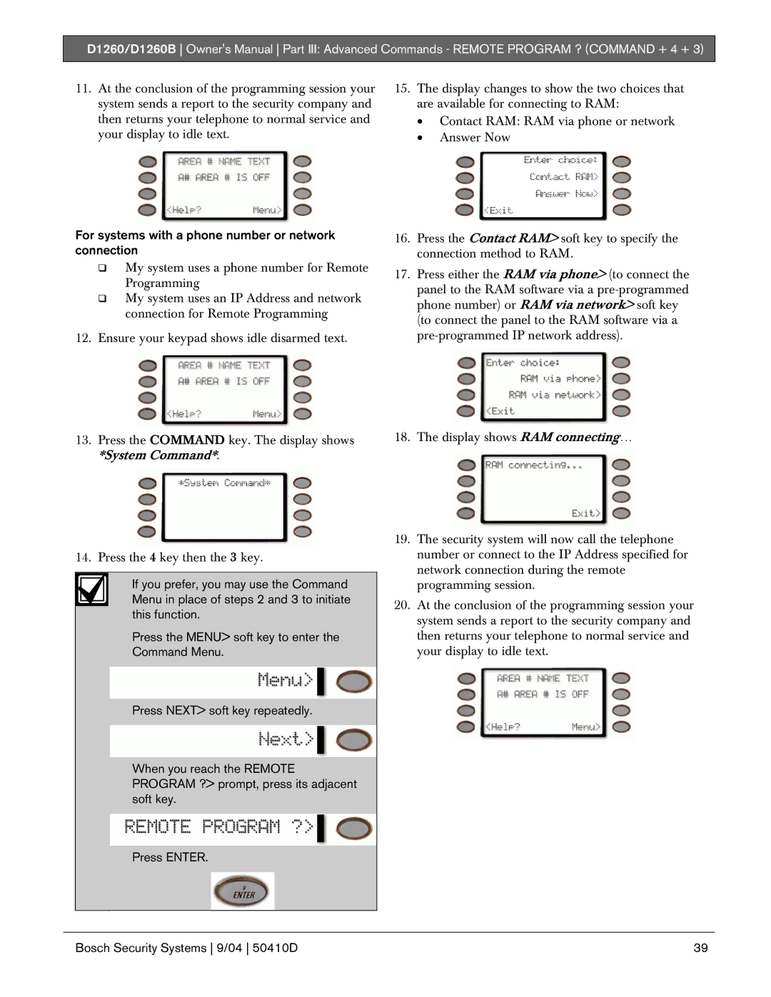 Bosch Appliances D1260B owner manual For systems with a phone number or network connection 