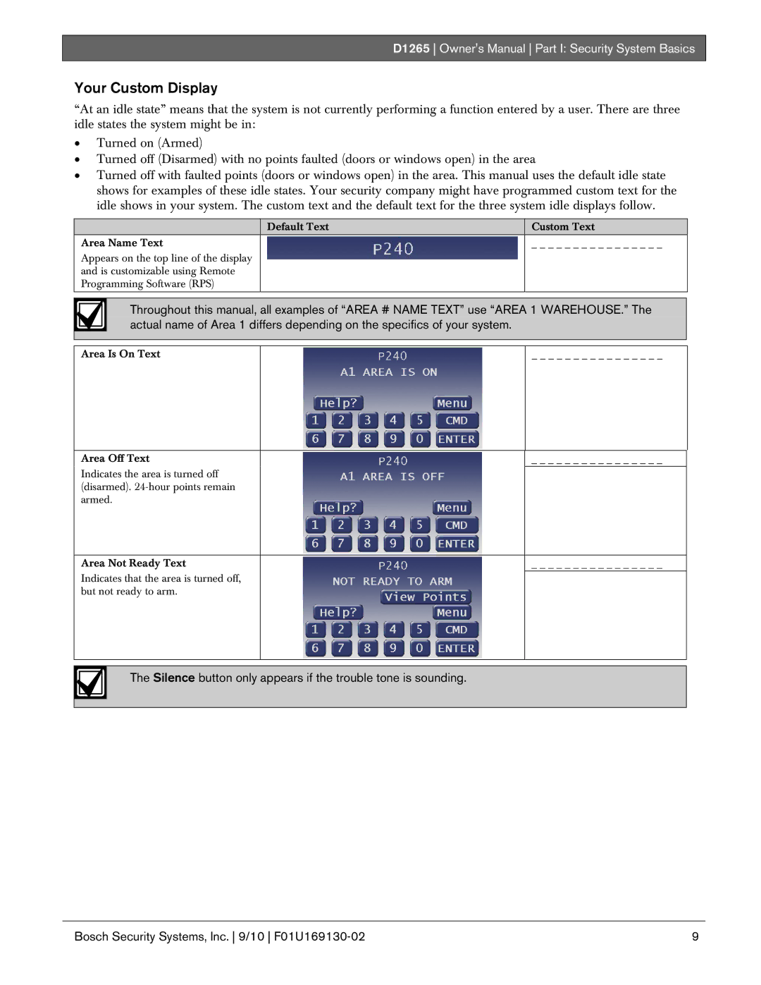 Bosch Appliances D1265 owner manual Your Custom Display 