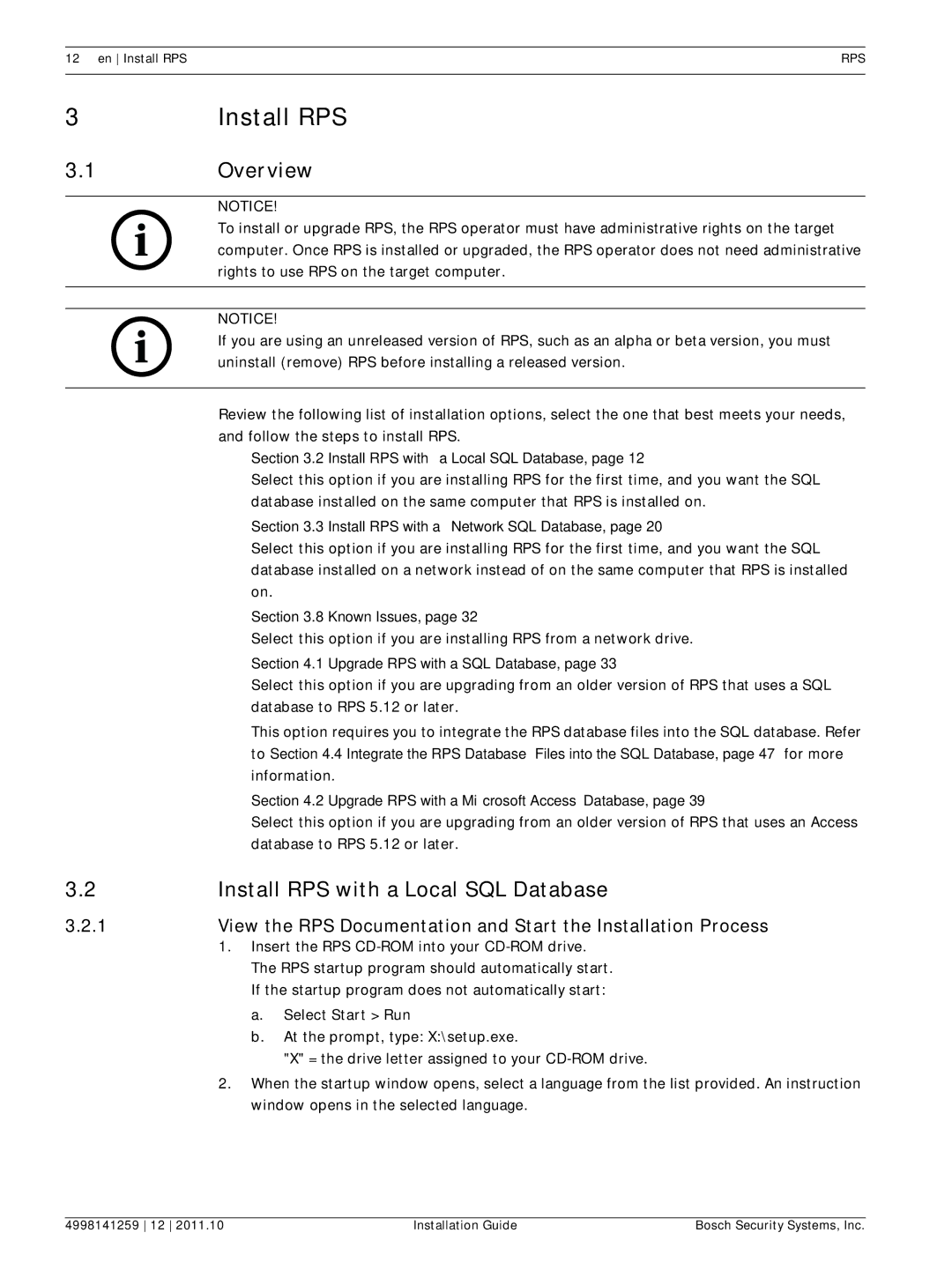 Bosch Appliances D5500CU manual 1Overview, Install RPS with a Local SQL Database 