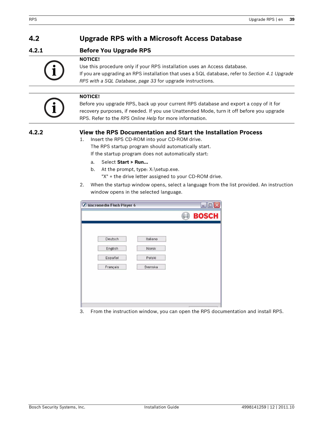 Bosch Appliances D5500CU manual Upgrade RPS with a Microsoft Access Database 