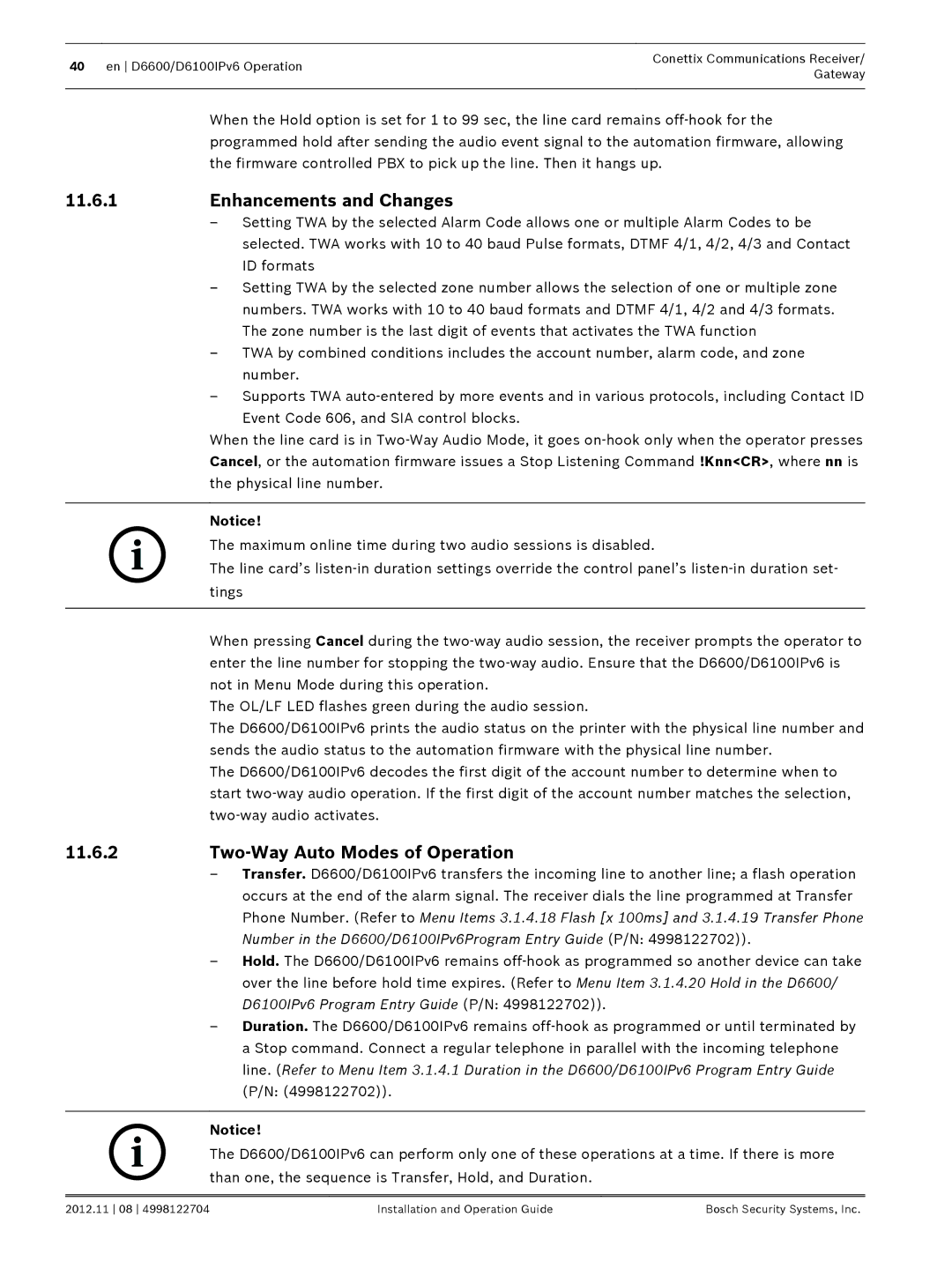 Bosch Appliances D6600 installation and operation guide Enhancements and Changes, Two-Way Auto Modes of Operation 