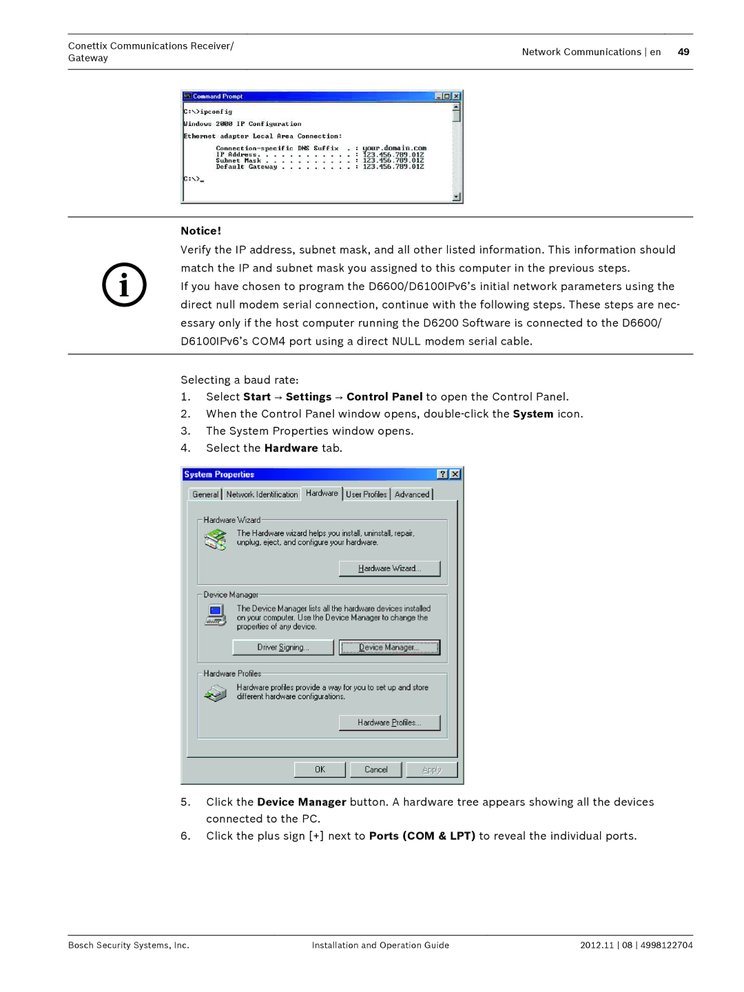 Bosch Appliances D6600 installation and operation guide 