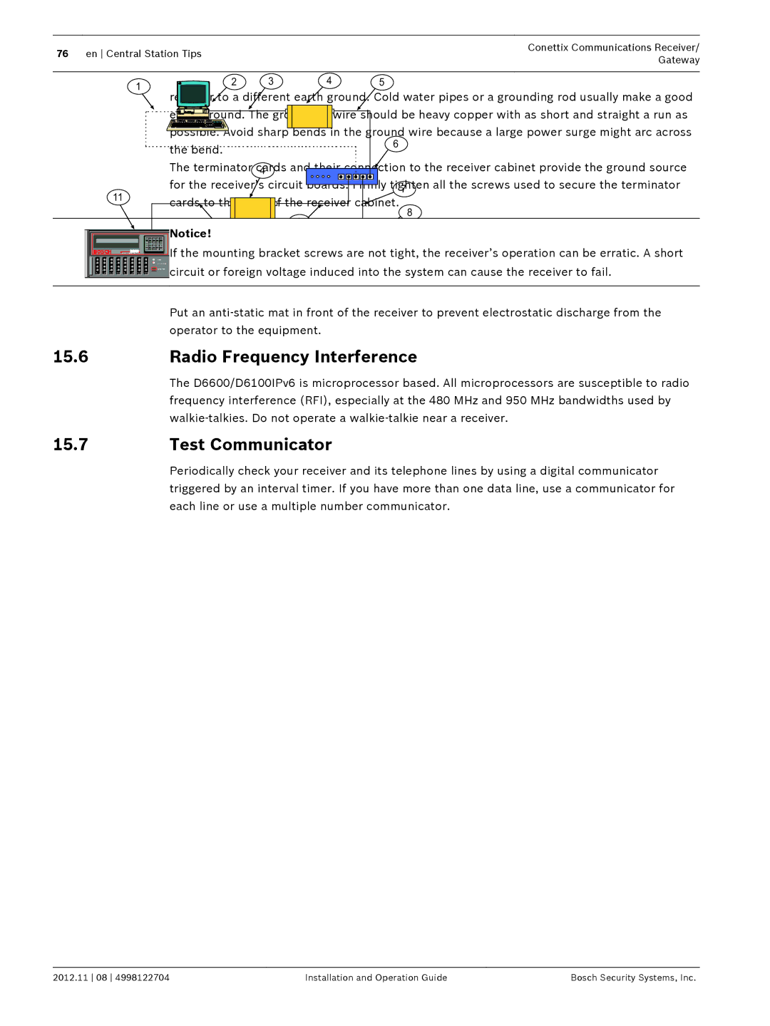 Bosch Appliances D6600 installation and operation guide Radio Frequency Interference, Test Communicator 