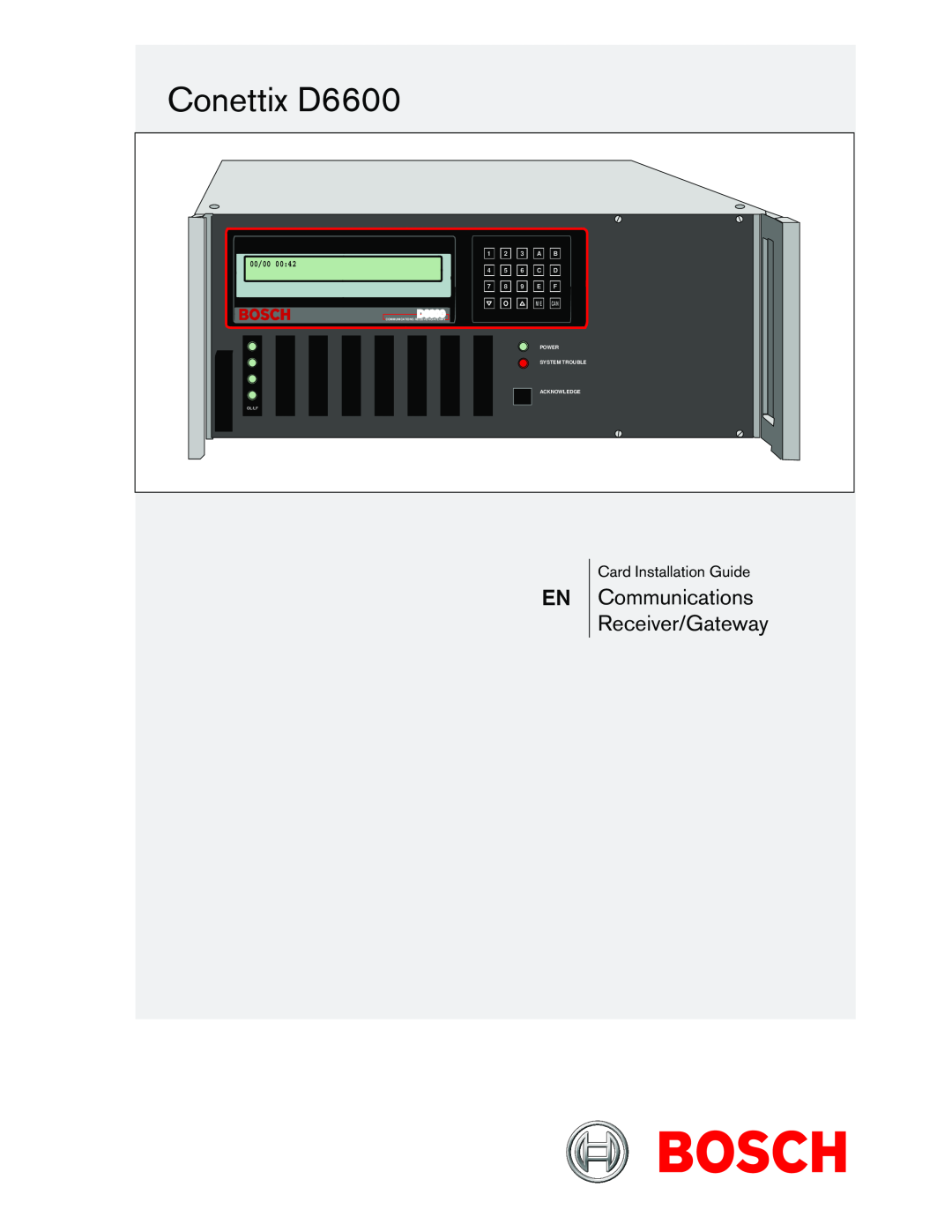 Bosch Appliances installation and operation guide Conettix Communications Receiver/Gate- way, D6600/D6100IPv6 