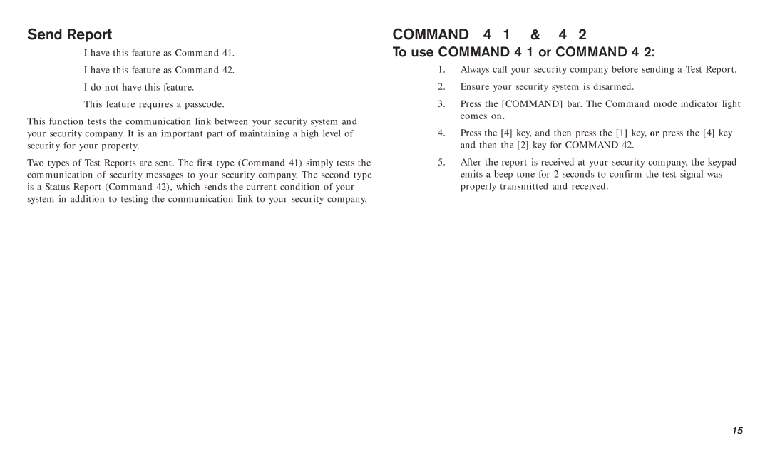 Bosch Appliances D720B, D720W manual Send Report, Command 4 1 & 4, To use Command 4 1 or Command 4 