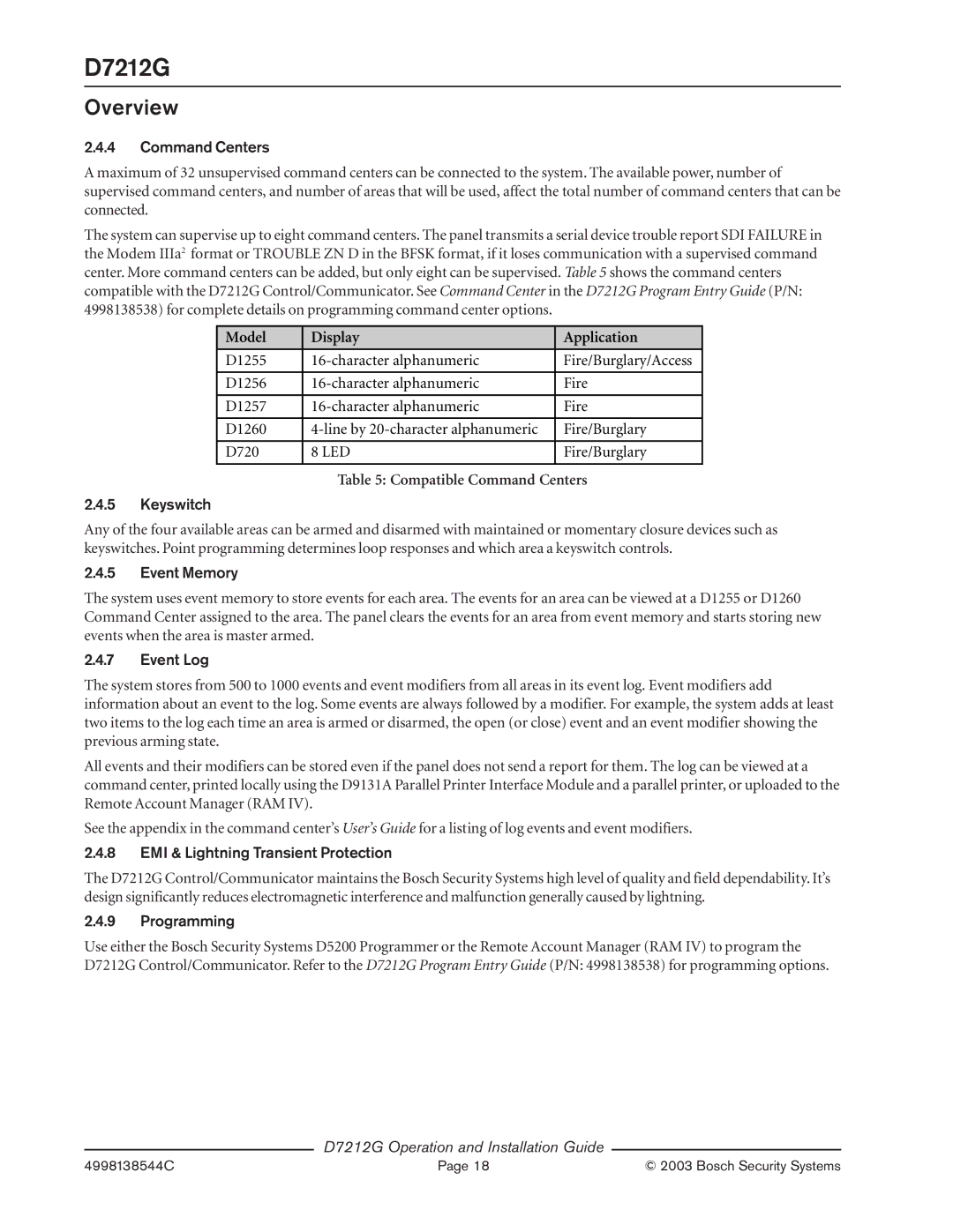 Bosch Appliances D7212G manual Model Display Application 