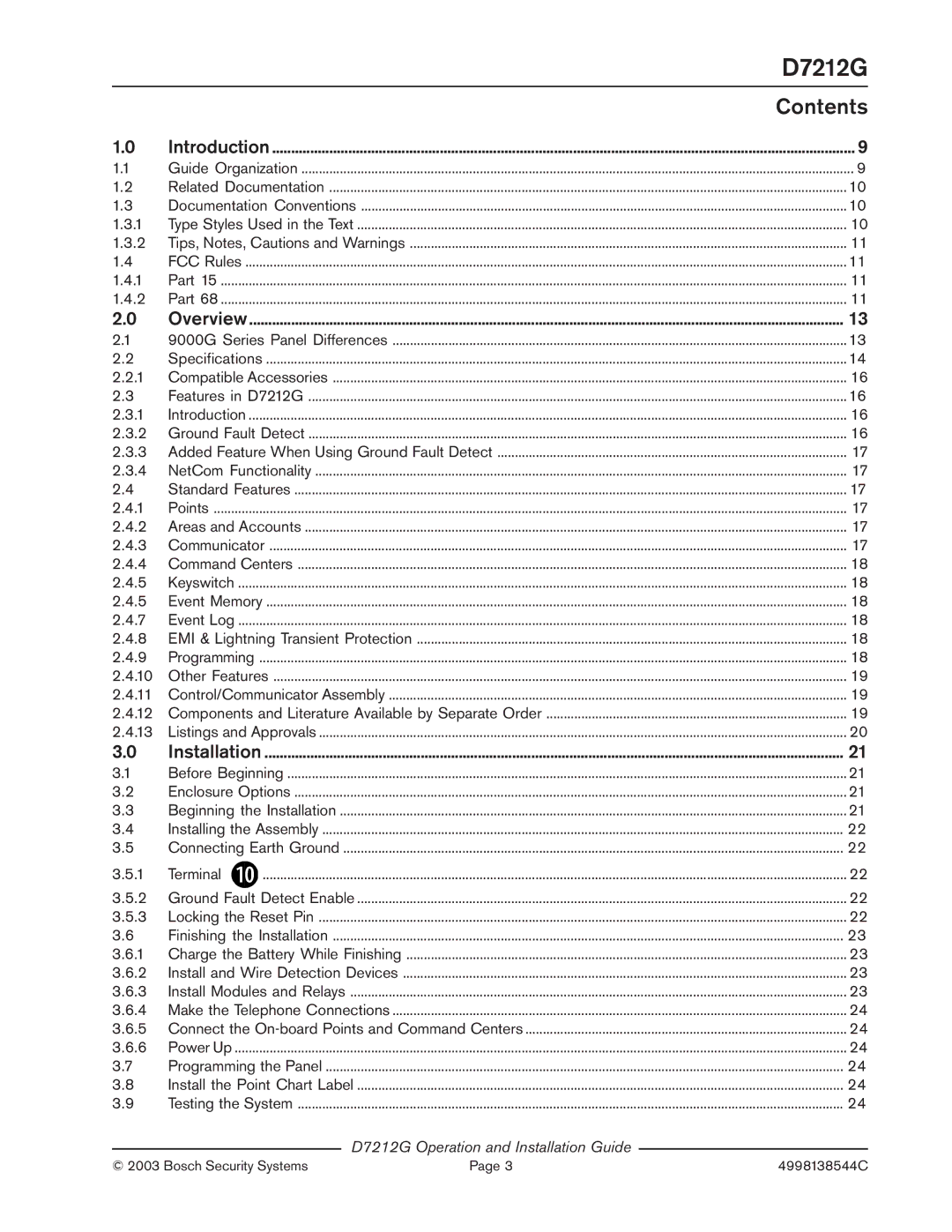 Bosch Appliances D7212G manual Contents 