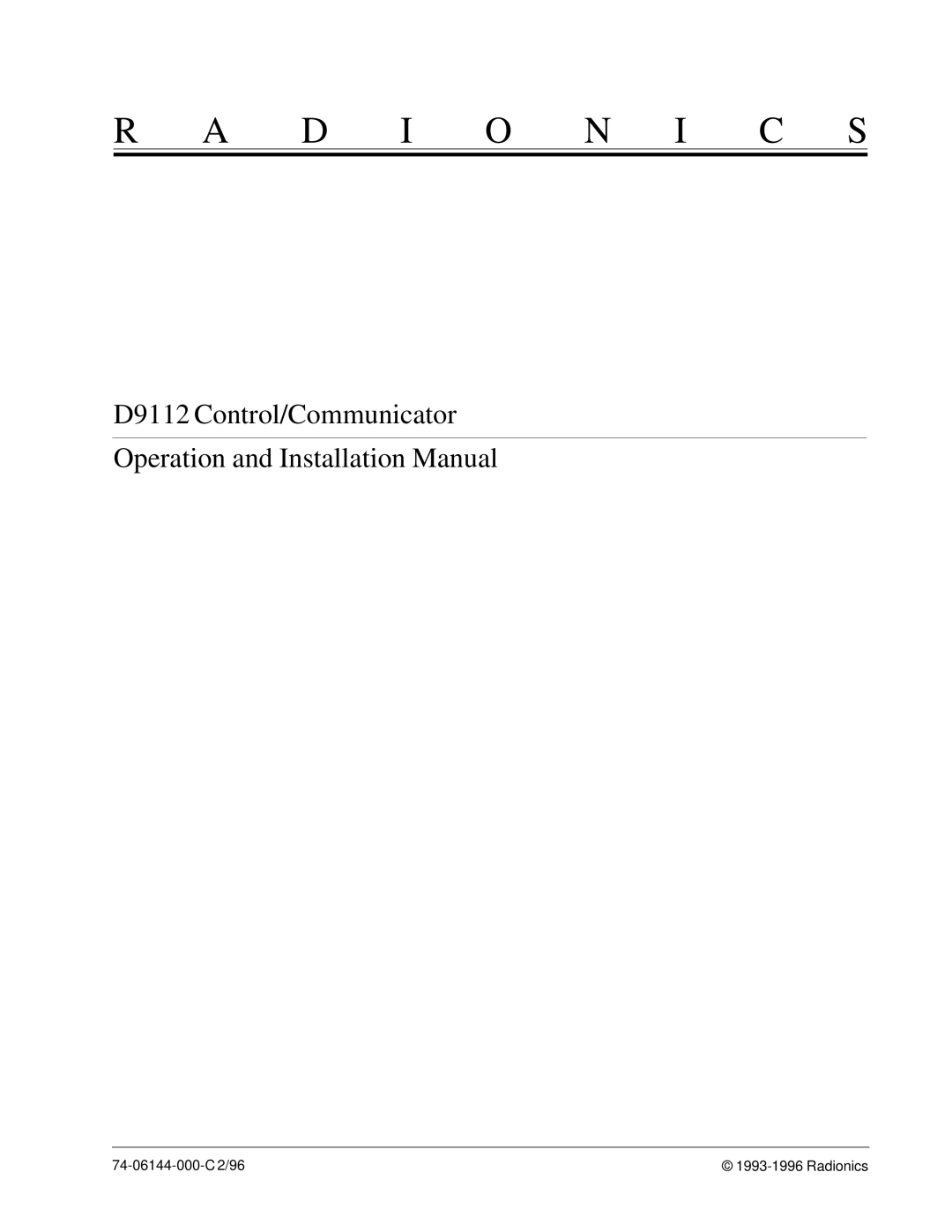 Bosch Appliances D9112 installation manual D I O N I C S 