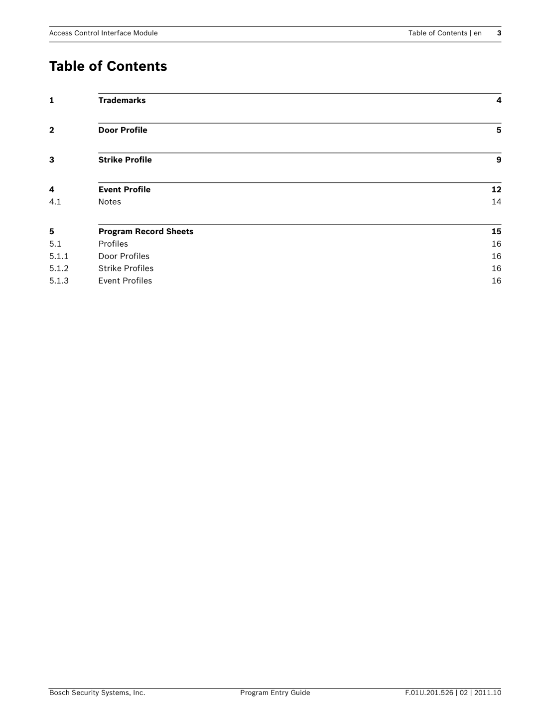 Bosch Appliances D9210C manual Table of Contents 