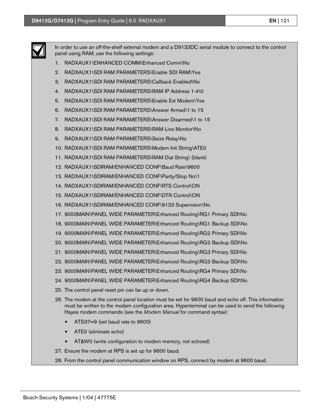 Bosch Appliances manual D9412G/D7412G Program Entry Guide 6.0 RADXAUX1 